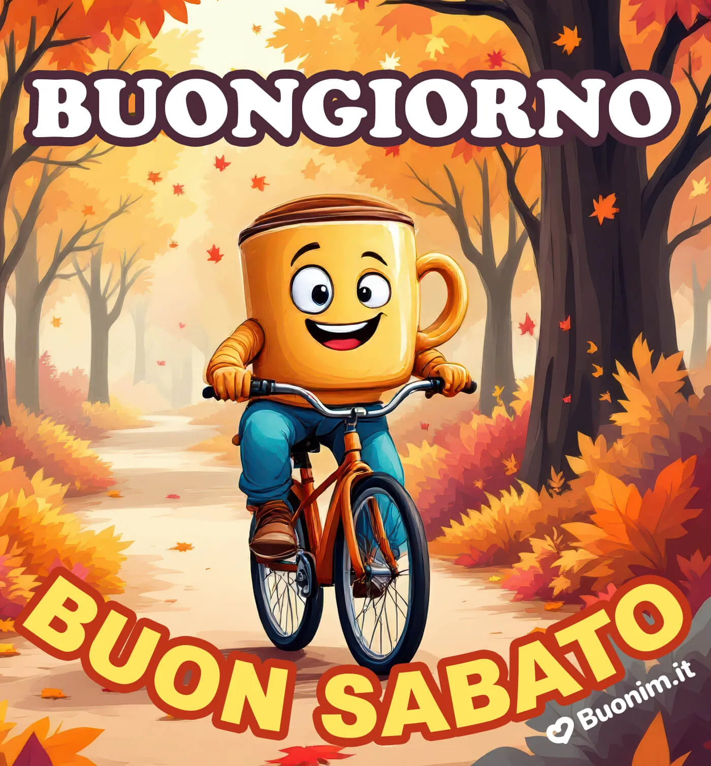 Immagini divertenti di buongiorno e buon sabato autunnale per condividere buonumore