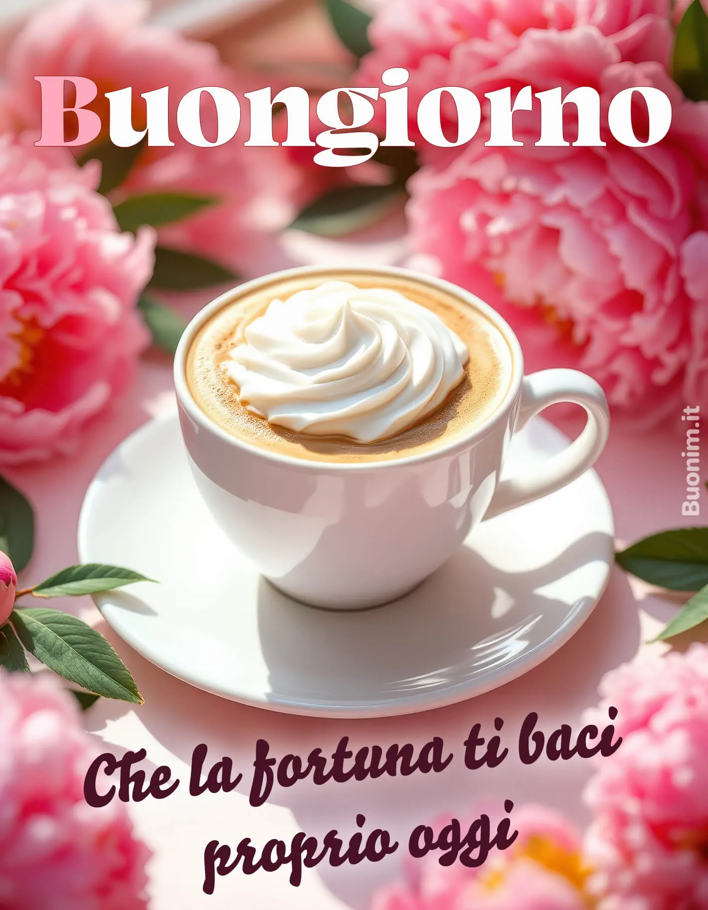 Tra petali rosa e crema soffice, questa cartolina regala un augurio pieno di grazia e serenità. Perfetta da inviare per portare fortuna, affetto e un saluto davvero speciale.