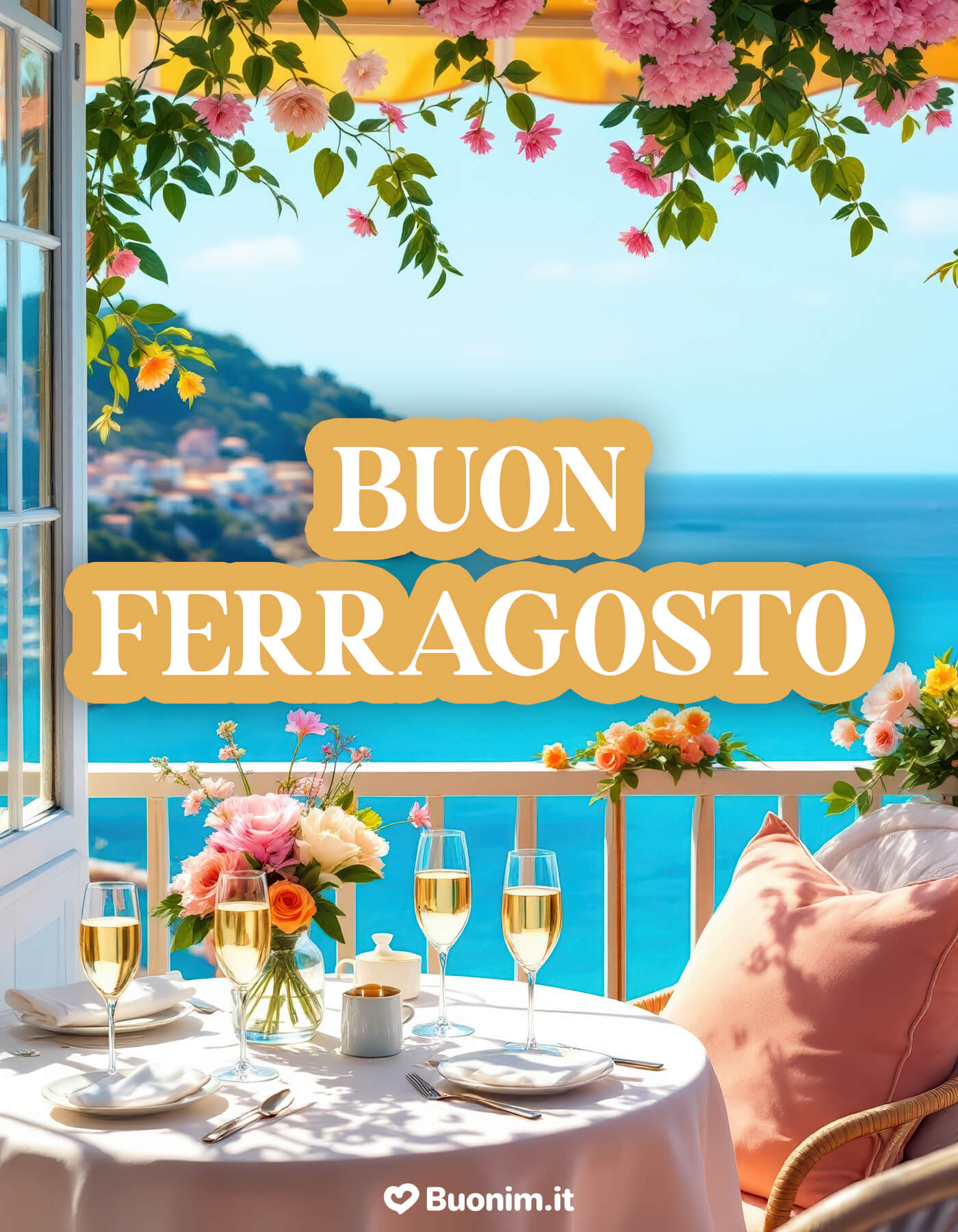 Immagine con auguri di Ferragosto per un pensiero gentile Immagini su Ferragosto gratis per augurare una giornata felice