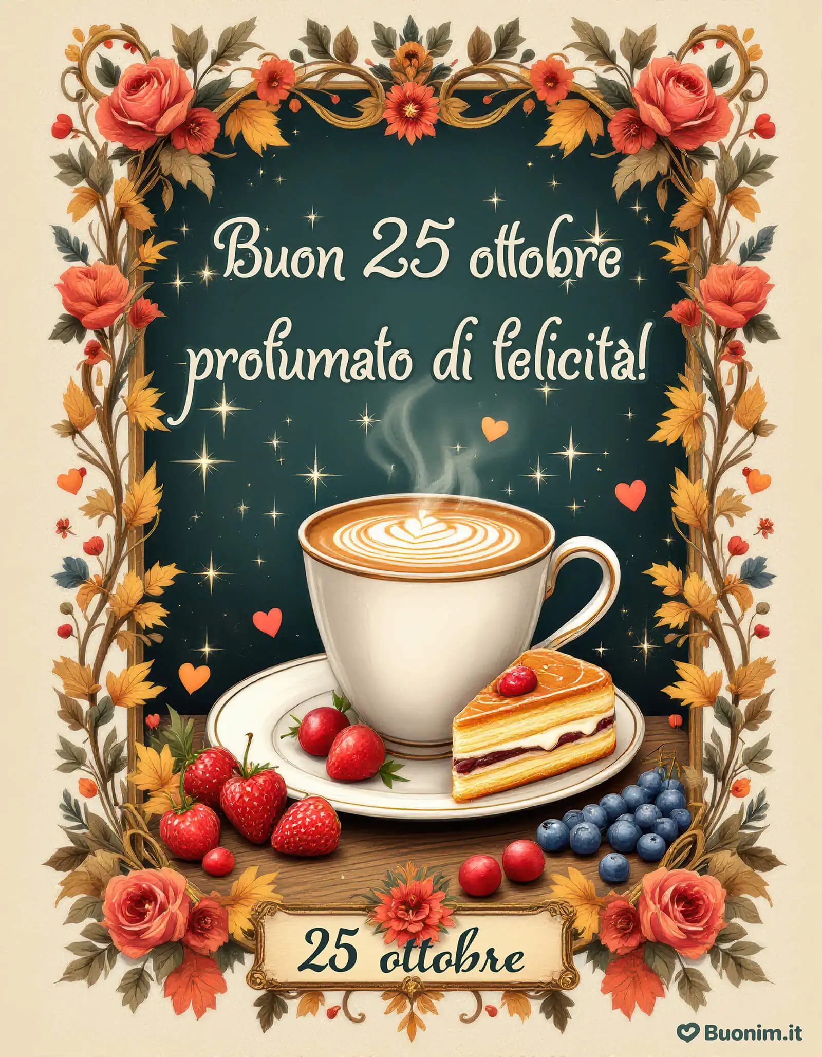 Lascia che il profumo del caffè e la dolcezza dei colori d’autunno rendano speciale questo giorno.