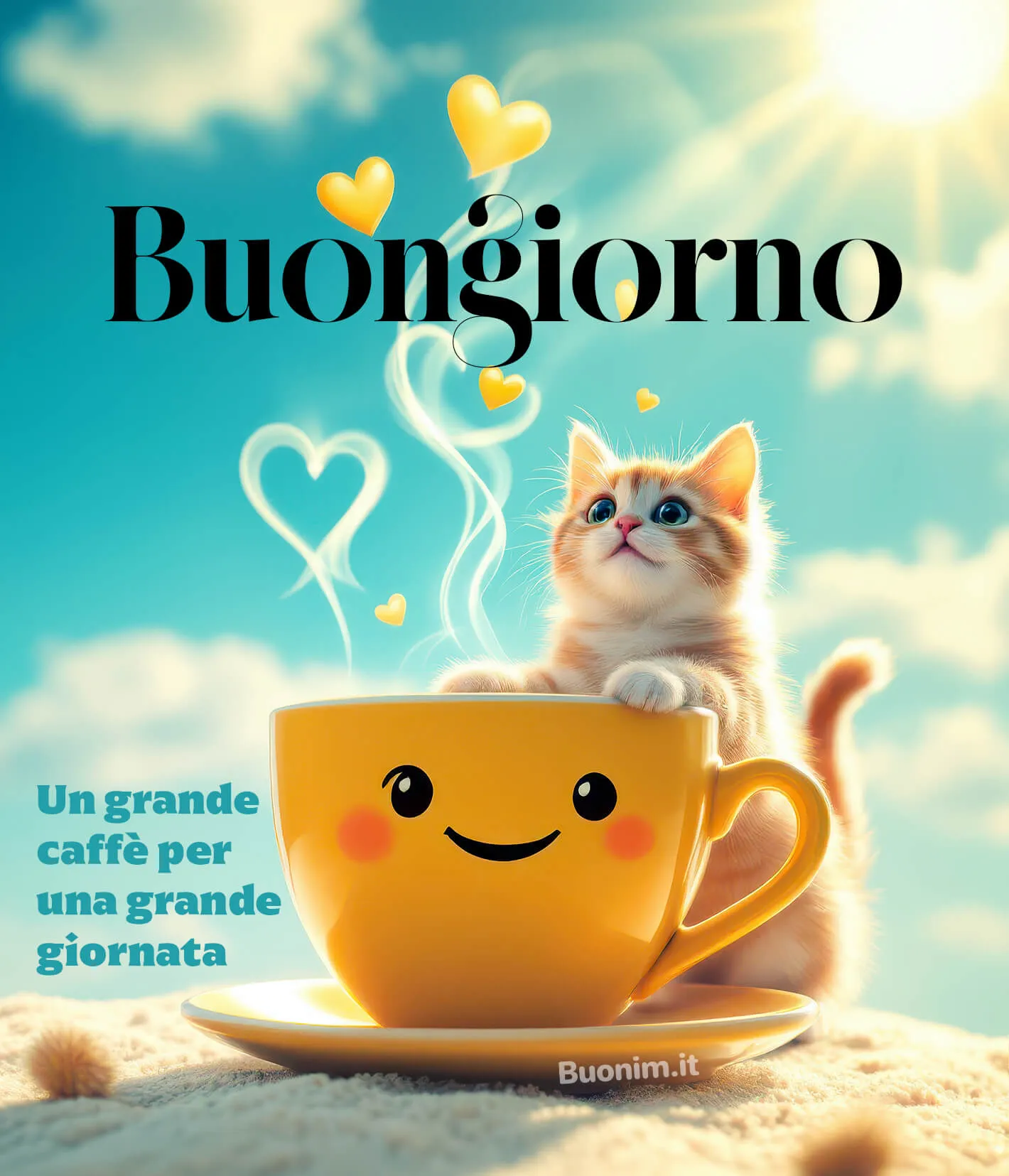Coccole, luce e buonumore si incontrano in un augurio che scalda il cuore. Bellissima da condividere al mattino per far sentire vicina tutta la tua dolcezza.