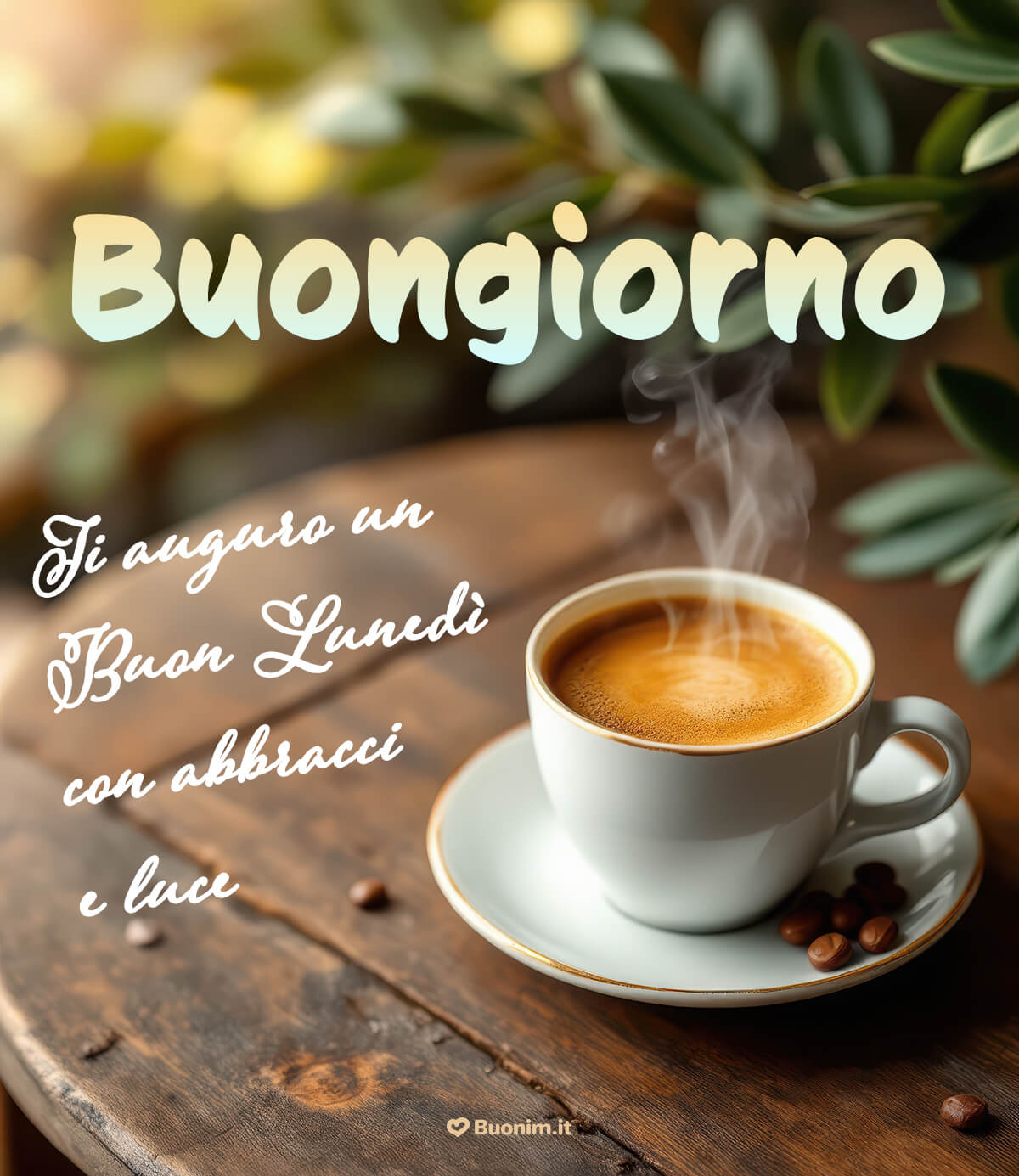 Sorsi caldi e calma sul tavolo, poi si riparte con serenità. Ideale per augurare un buon lunedì a chi vuoi bene, con un buongiorno del lunedì speciale.
