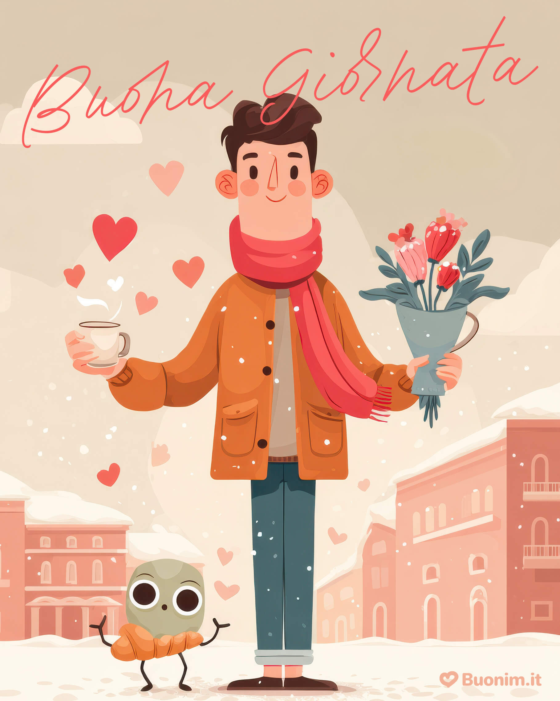 Basta un sorso di caffè e un mazzetto di fiori per scaldare il cuore. Ti auguro una giornata serena, piena di sorrisi e di piccole coccole.