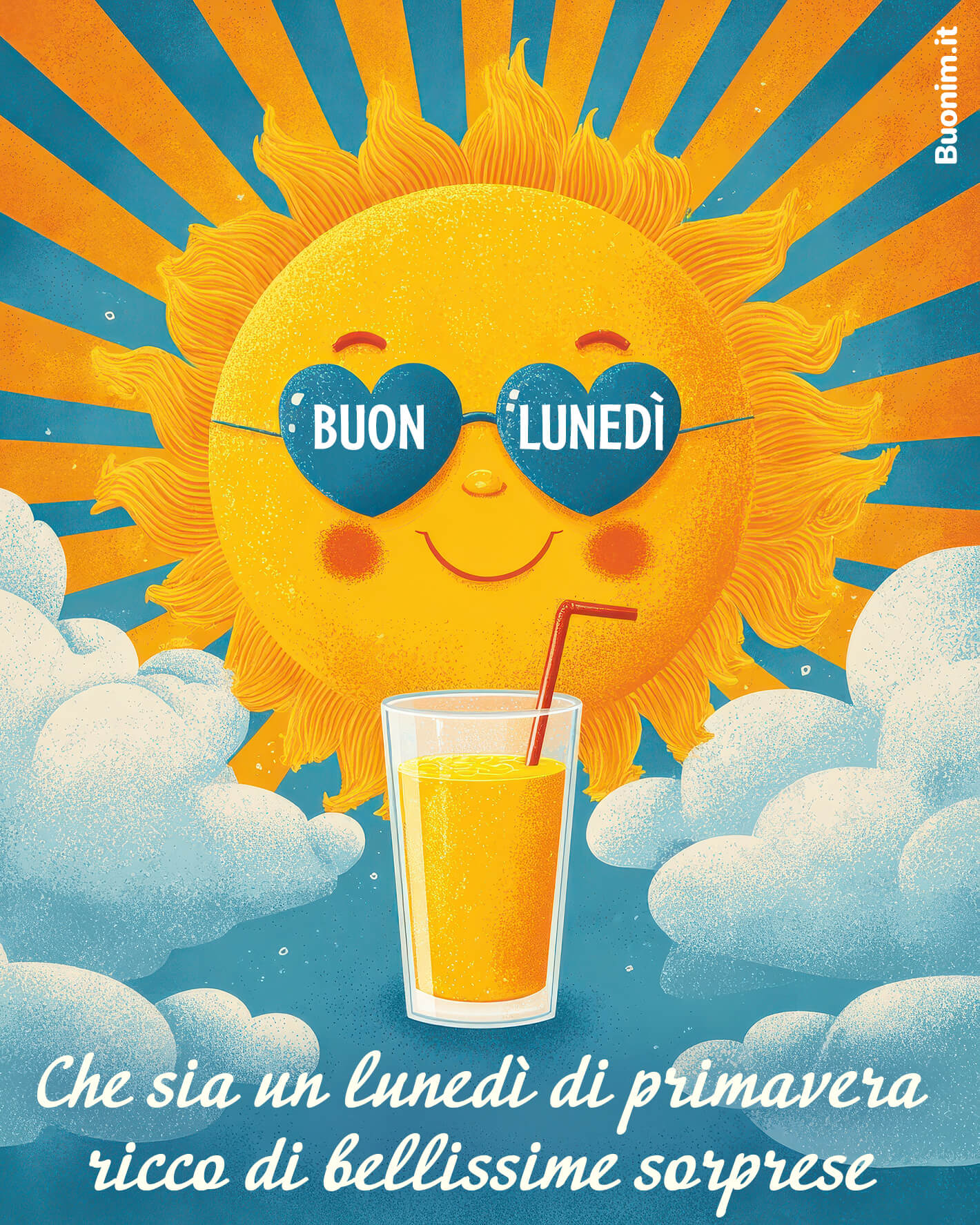 Lunedì luminoso con il sole che sorride Respira a fondo e lascia entrare la luce del mattino. Ti auguro un lunedì di primavera pieno di sorprese gentili, con leggerezza, buonumore e un bacio.