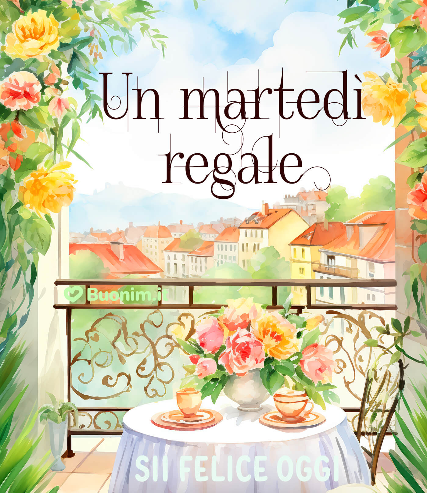 Martedì regale tra fiori e colazione sul balcone L’aria fresca del mattino e due tazzine invitano a rallentare un attimo. Buon martedì a te, che sia elegante, sereno e ricco di piccole cose belle.