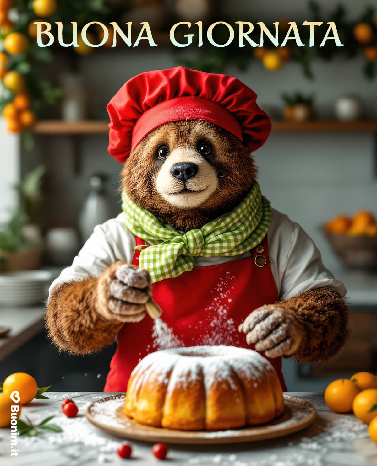 Orsetto pasticcere ti regala una dolce giornata Tra la farina che vola e il profumo di torta, l'orsetto pasticcere prepara un dolce pensiero per te, perché il 10 gennaio sia soffice, goloso e pieno di sorrisi.