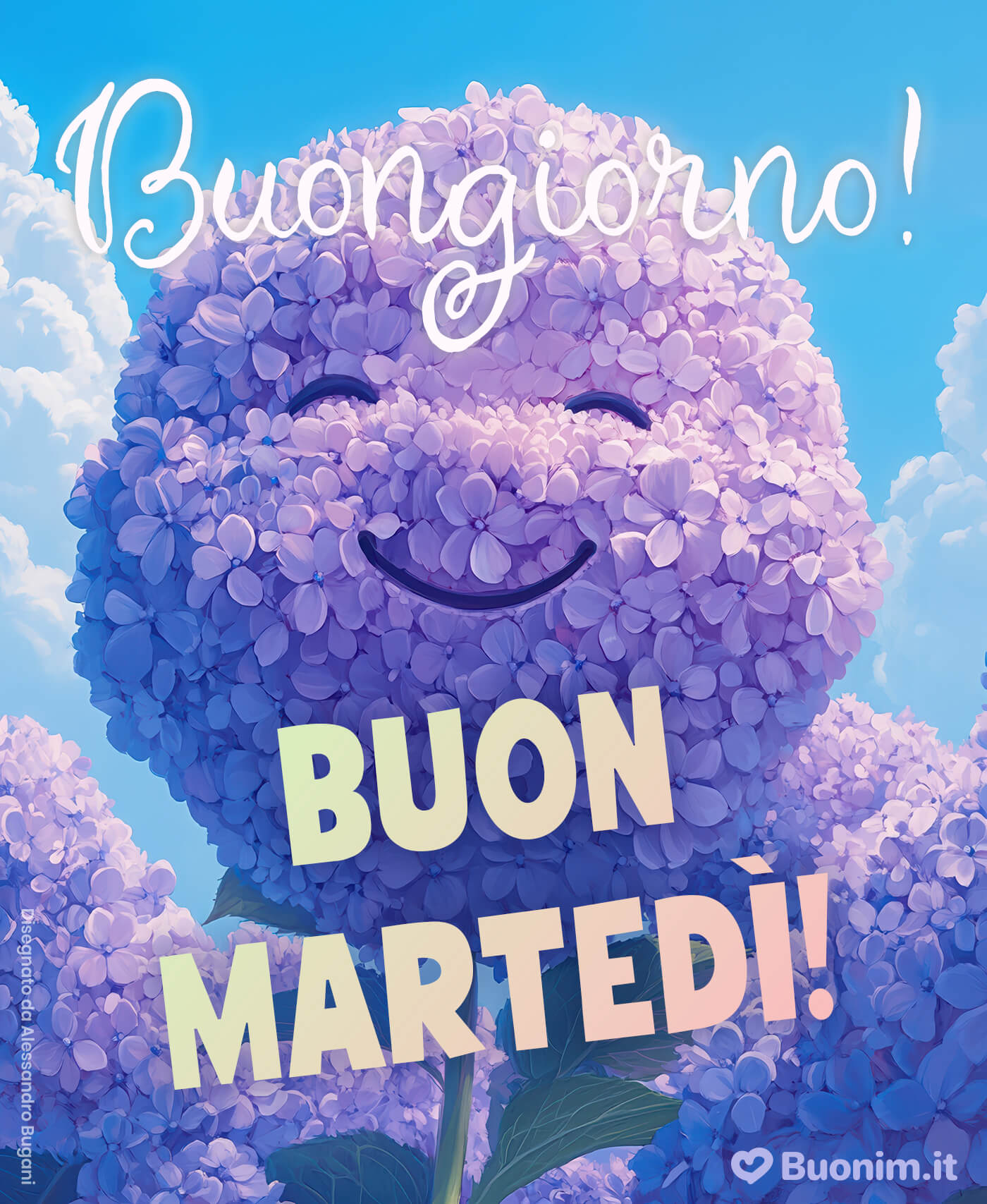 Ortensia sorridente per un buon martedì leggero Che bel sorriso viola, capace di portare allegria e calma insieme. Ti auguro un martedì dolce, con pensieri positivi e tanta serenità, perfetto da condividere con chi vuoi bene.