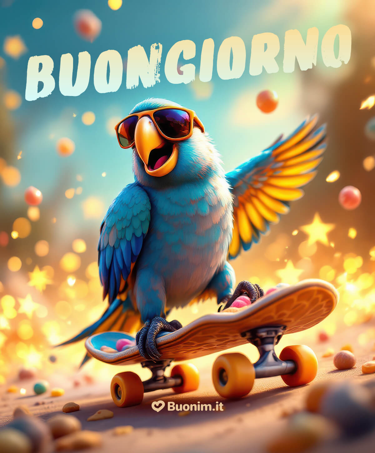 Energia a mille e un tocco di allegria, proprio come lui. Condividi questa stupenda e nuovissima immagine per il buongiorno su WhatsApp e lascia che la giornata prenda slancio.