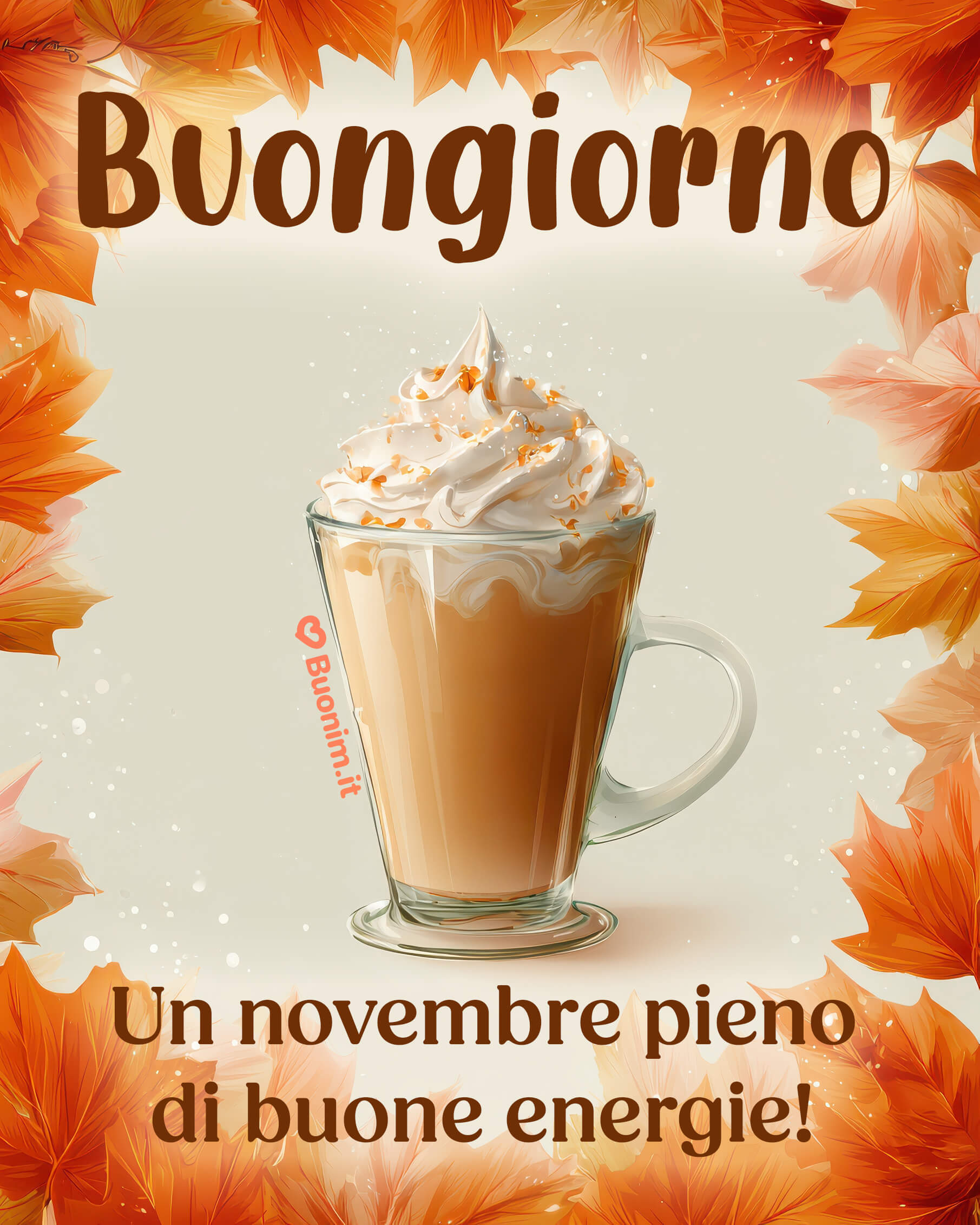 Dolce cappuccino per un novembre pieno di energia Profumo d’autunno e panna soffice che scaldano l’anima. Buongiornissimo a te, che oggi trasformi ogni sorso in luce e buona vibrazione. Salva l’immagine e regalala a chi ami per un abbraccio mattutino.