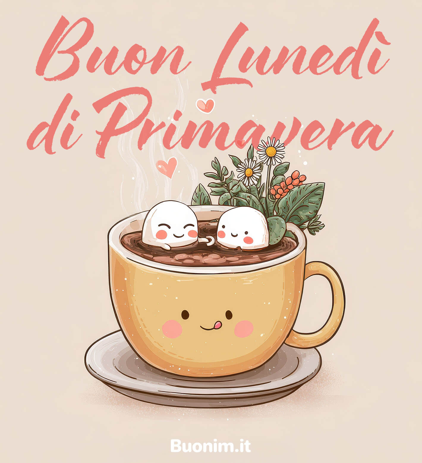 Profumo di primavera nel tuo buon lunedì Che questa mattina ti porti fortuna e leggerezza, proprio come una coccola in tazza. Un abbraccio per te, da inviare a chi vuoi bene con tenerezza.