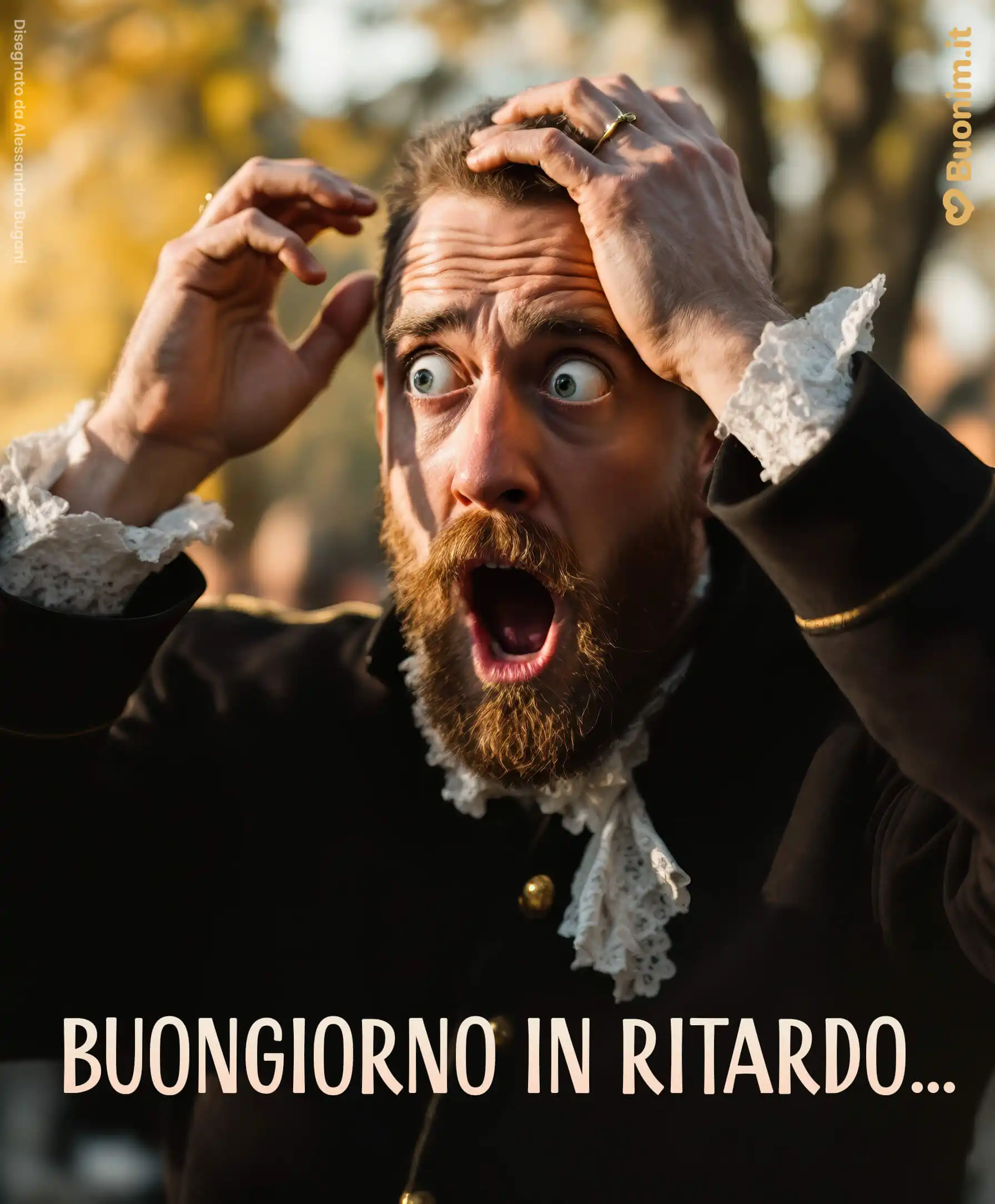 Buongiorno in ritardo ma pieno di sorpresa Quando il caffè arriva tardi e il cuore corre veloce, ecco un saluto simpatico per strappare un sorriso anche a fine mattina