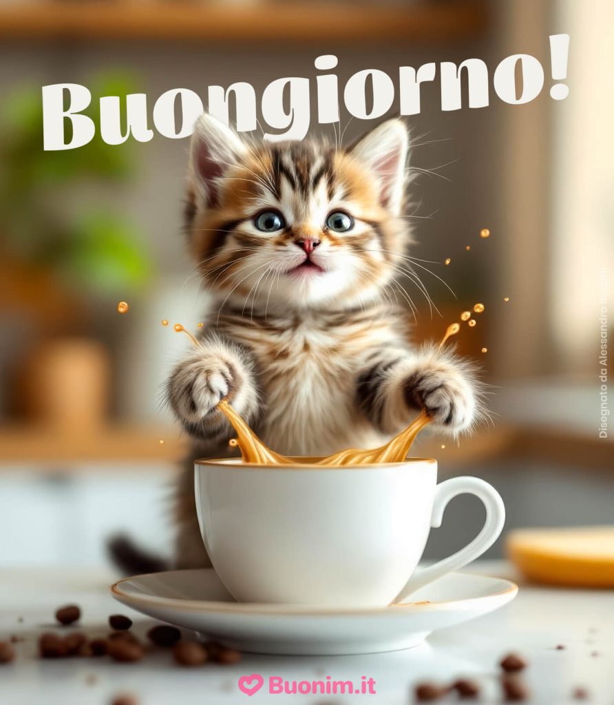 Regala un buongiorno speciale con un’immagine di un gatto che dice buongiorno