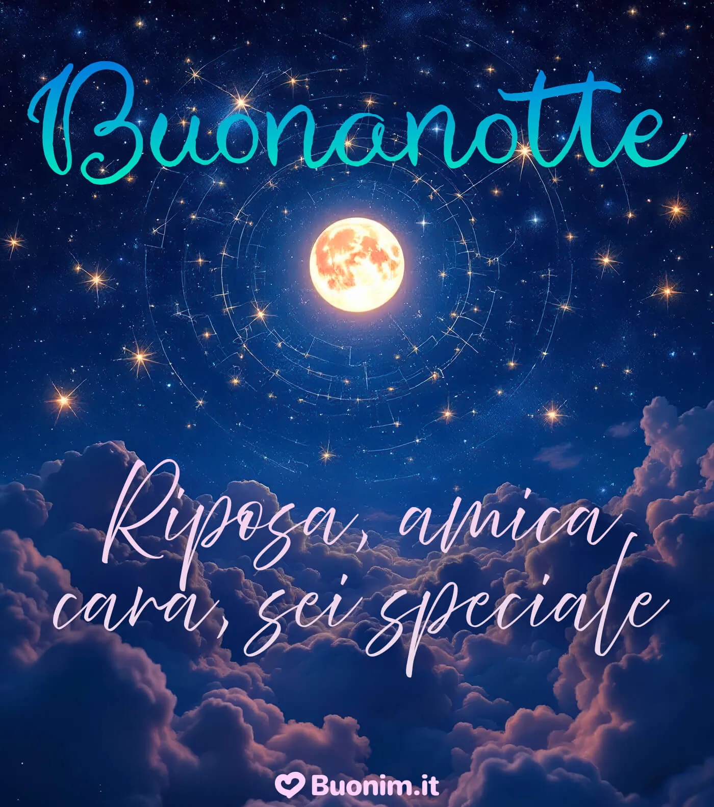 Regala un messaggio di buona notte e un’immagine nuova gratis per la tua amica