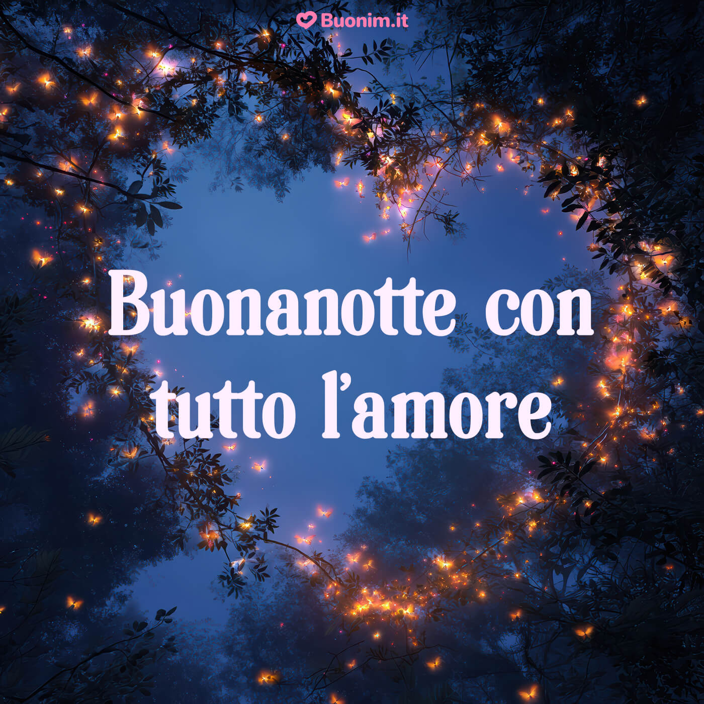 Immagine di buonanotte con un cuore che parla d’amore Scarica immagini dolci della buonanotte per amore e regala un sorriso alla persona che ami