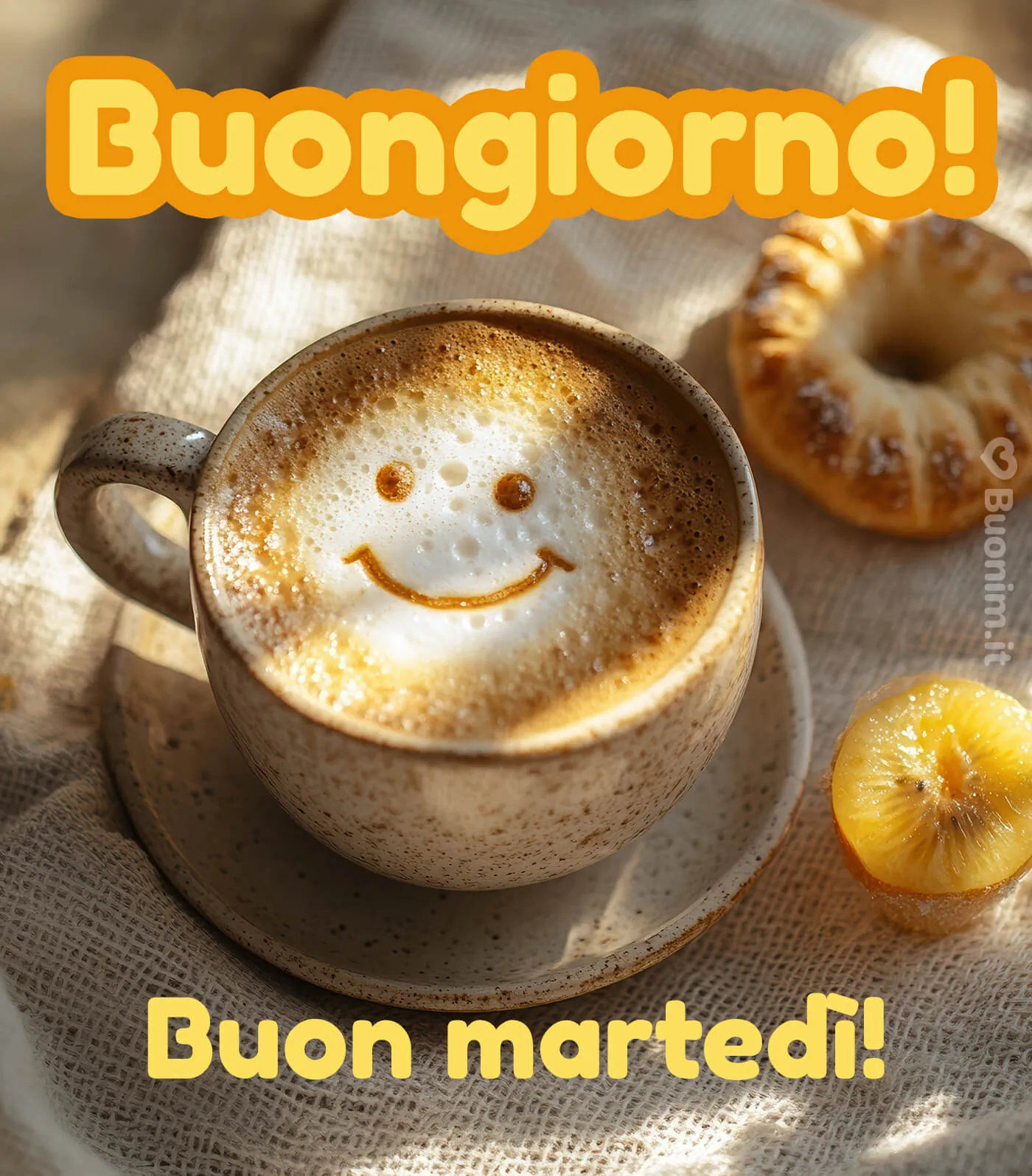 Scegli un buongiorno del martedì affettuoso e simpatico per sorprendere chi ti sta a cuore