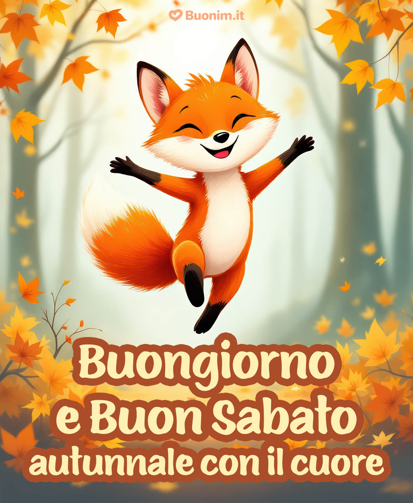 Messaggio dal cuore per un buon sabato autunnale Settembre, ottobre o novembre portano sempre la magia di un sabato autunnale sereno