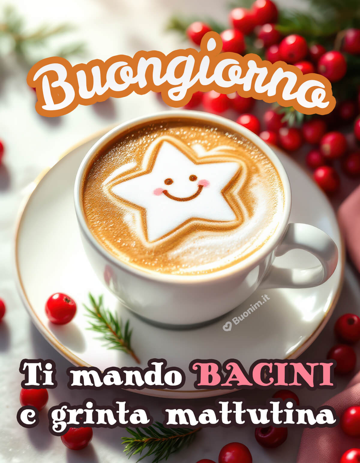 Dentro questa tazzina brilla una stellina sorridente che ti manda bacini e grinta mattutina per affrontare il 9 gennaio con cuore leggero, entusiasmo e tanta serenità.