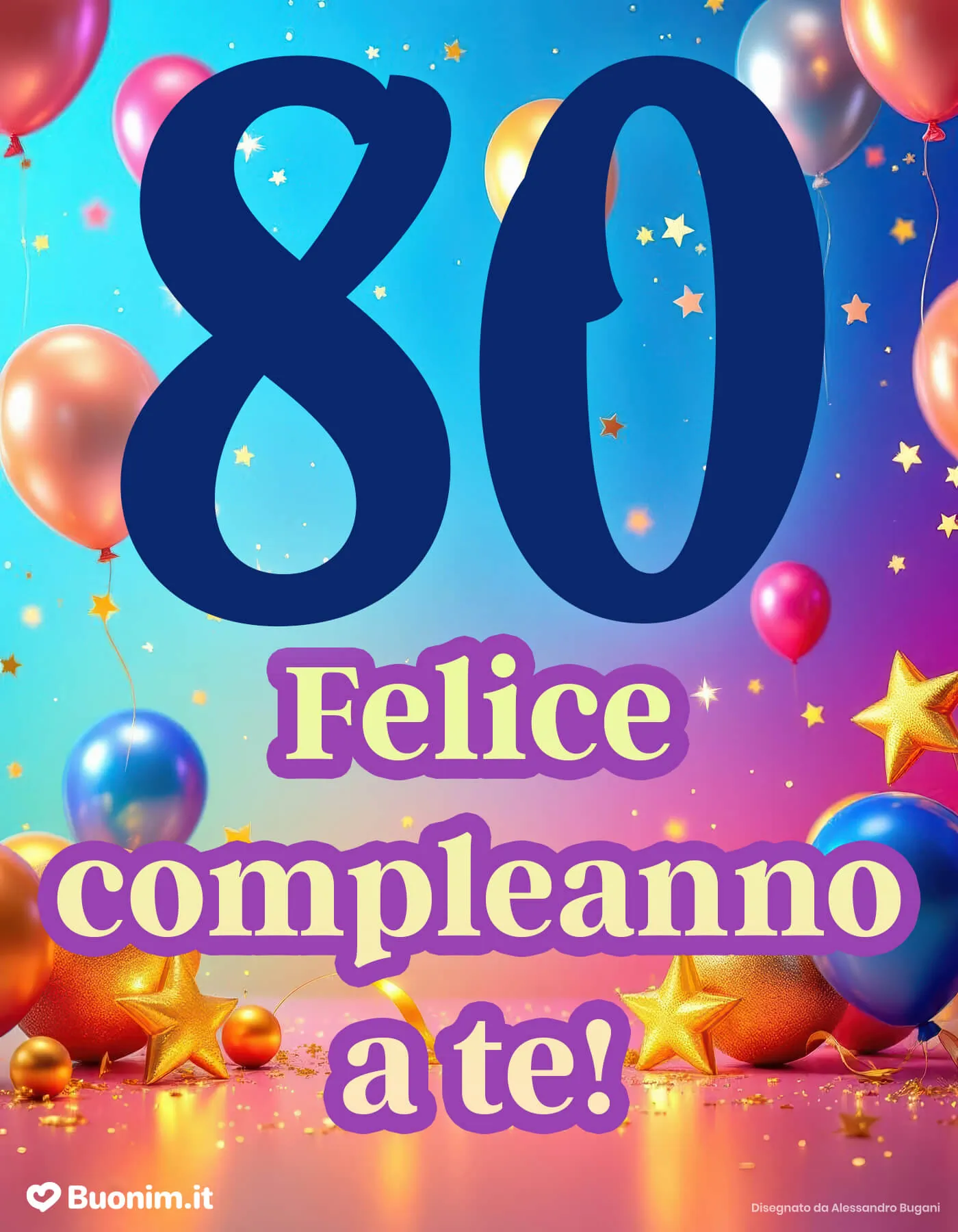 Tantissimi auguri con immagine di buon compleanno per un uomo di 80 anni