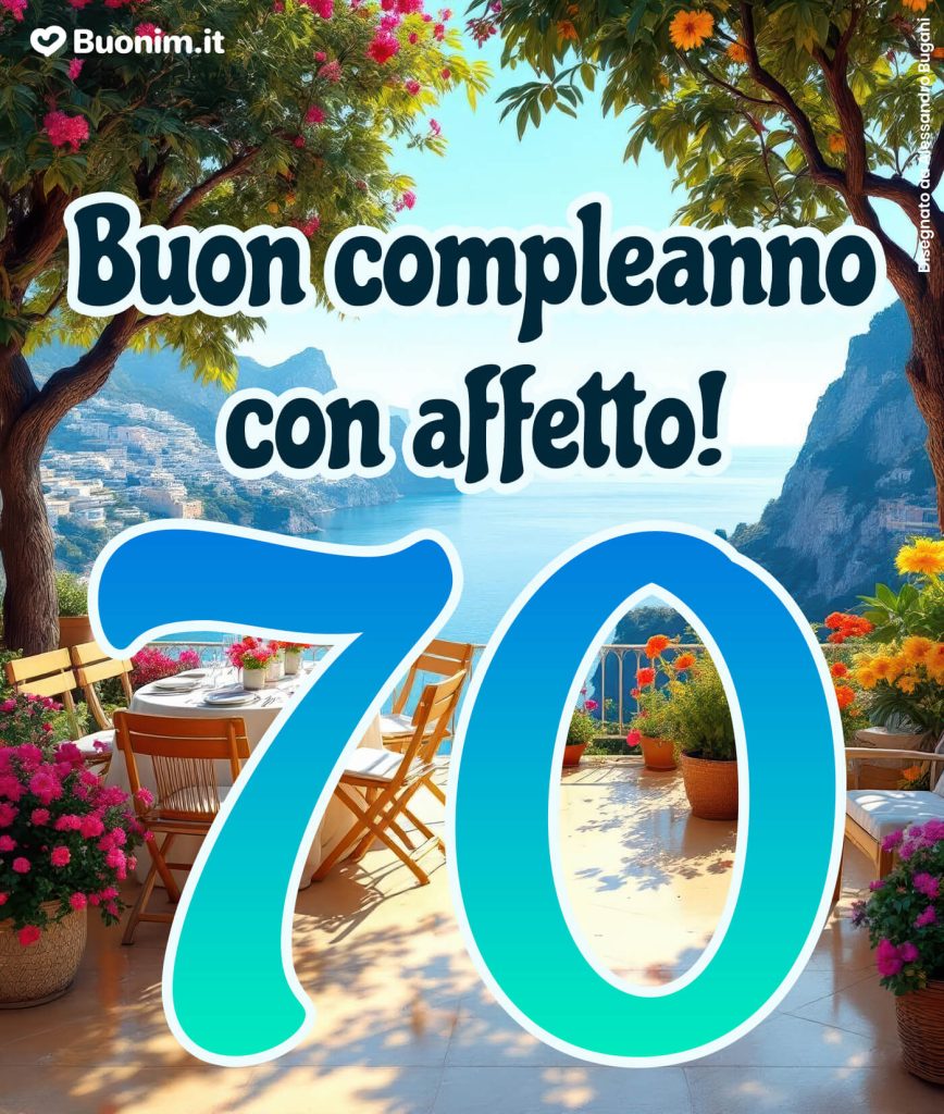 Tantissimi auguri con immagine gratuite per uomo di 70 anni da scaricare e inviare su WhatsApp