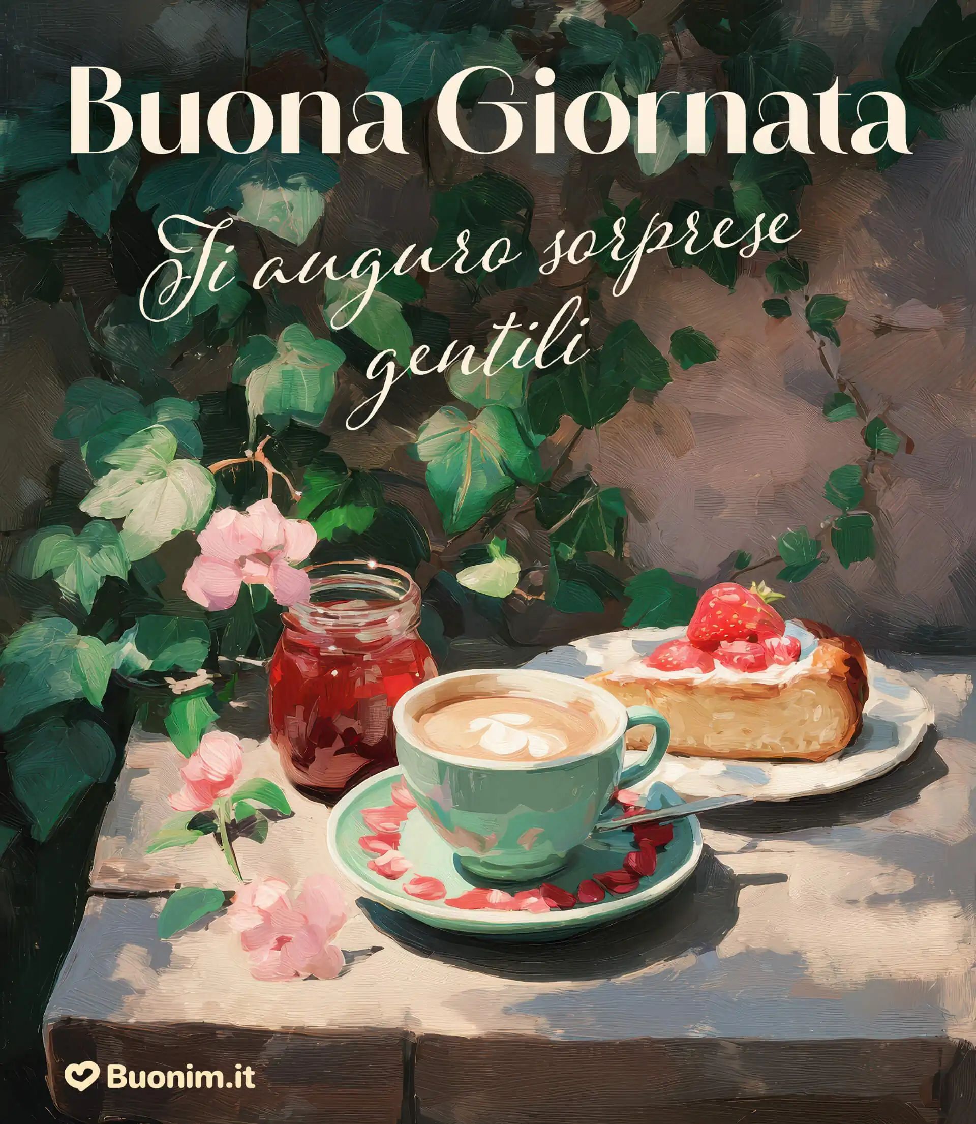 Atmosfera pittorica, confettura rossa e una fetta di torta alle fragole che invita alla serenità. Nel fresco di fine novembre prenditi un minuto per respirare e sorridere — le sorprese gentili arrivano sempre a chi ha il cuore aperto. Condividi questa bella cartolina per augurare buona giornata oggi, 29 novembre.