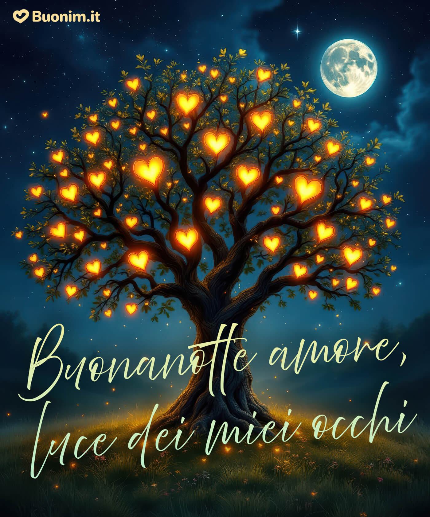 Frasi romantiche con immagini perfette per dire buonanotte amore Ti amo con tutto il cuore e ti auguro una notte serena con un’immagine speciale