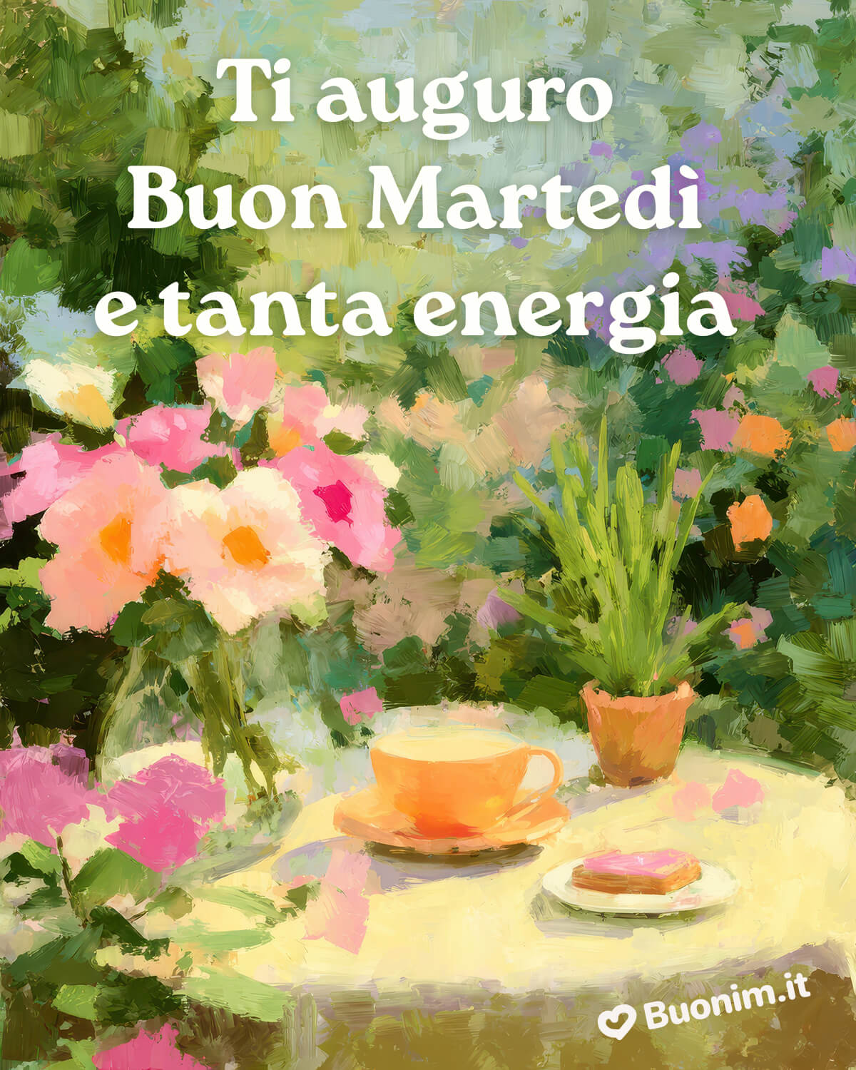 Ti auguro un Martedì pieno di energia e colori Colori morbidi e fiori che scaldano l’anima. Con la frase Il senso della vita, buongiorno e buon martedì, ti mando energia, pace e un abbraccio grande.