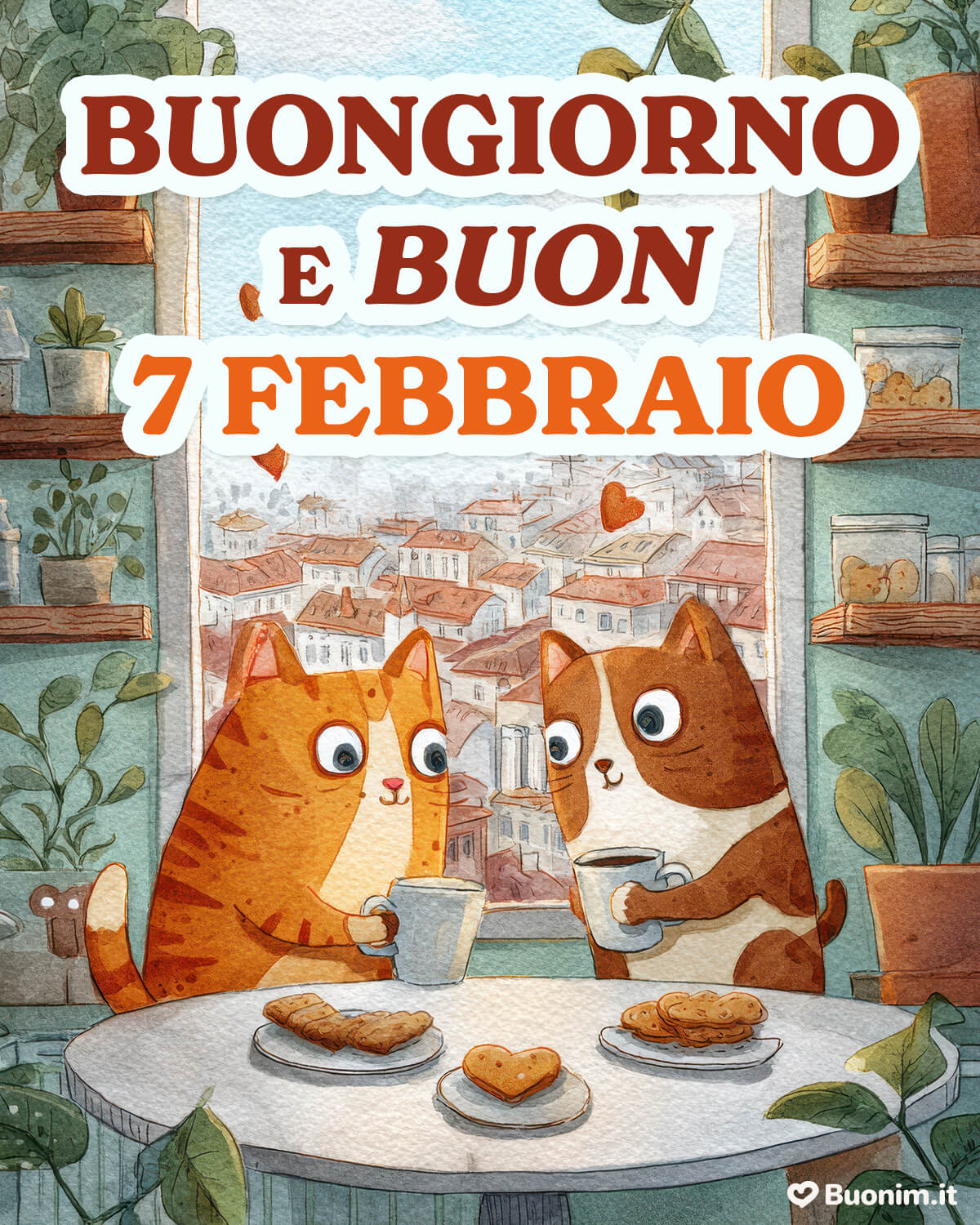 Tra biscotti e caffè, Buon 7 Febbraio Profumo di casa, due tazze tra le mani e biscotti sul tavolo. Manda questa immagine a chi vuoi bene e regalagli un abbraccio in questo 7 febbraio.