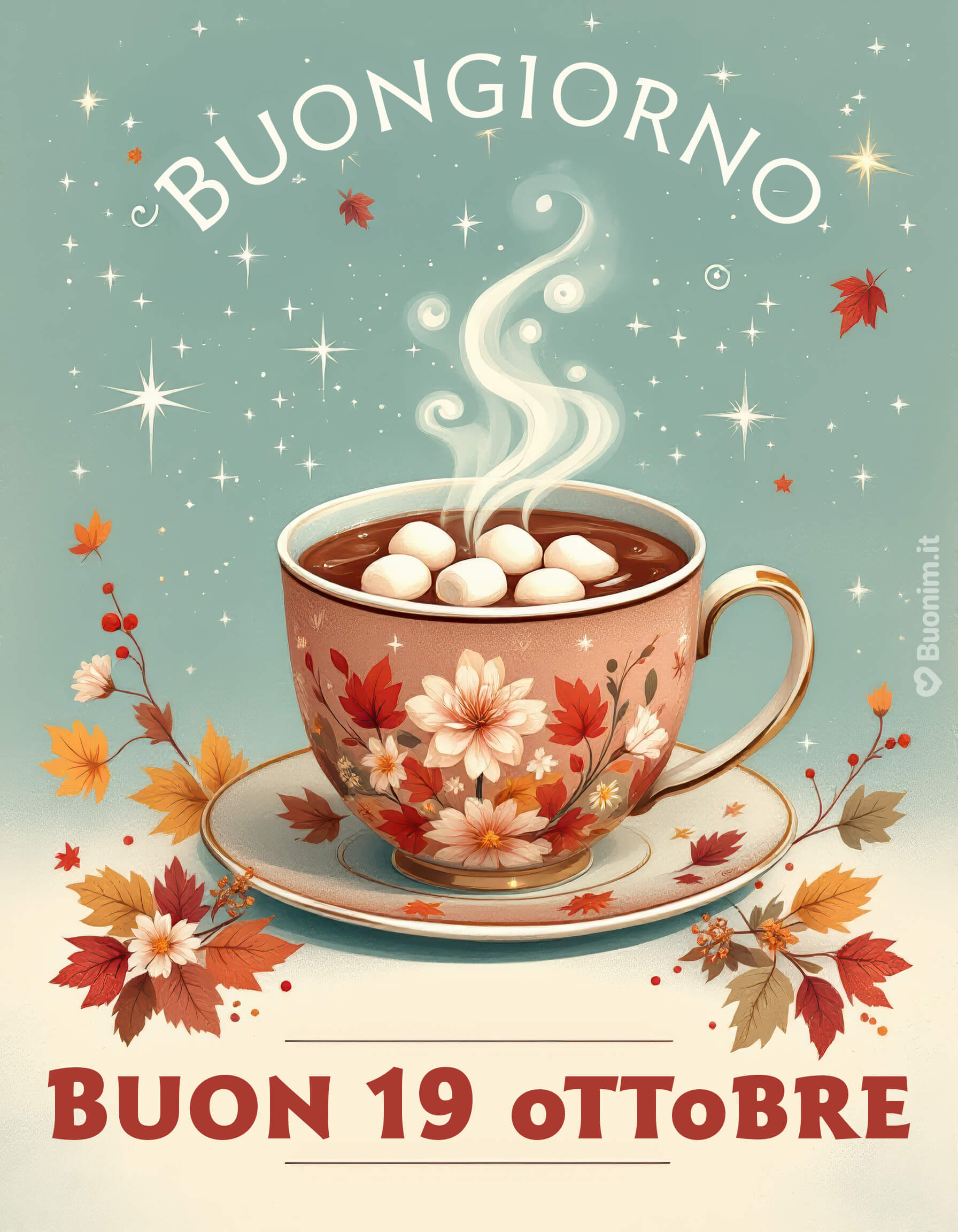 Buon 19 ottobre pieno di dolcezza e magia Un buongiorno che sa di cioccolata calda e sogni sereni. Lascia che questo giorno d’autunno ti regali momenti di pace e piccoli piaceri da gustare col cuore.