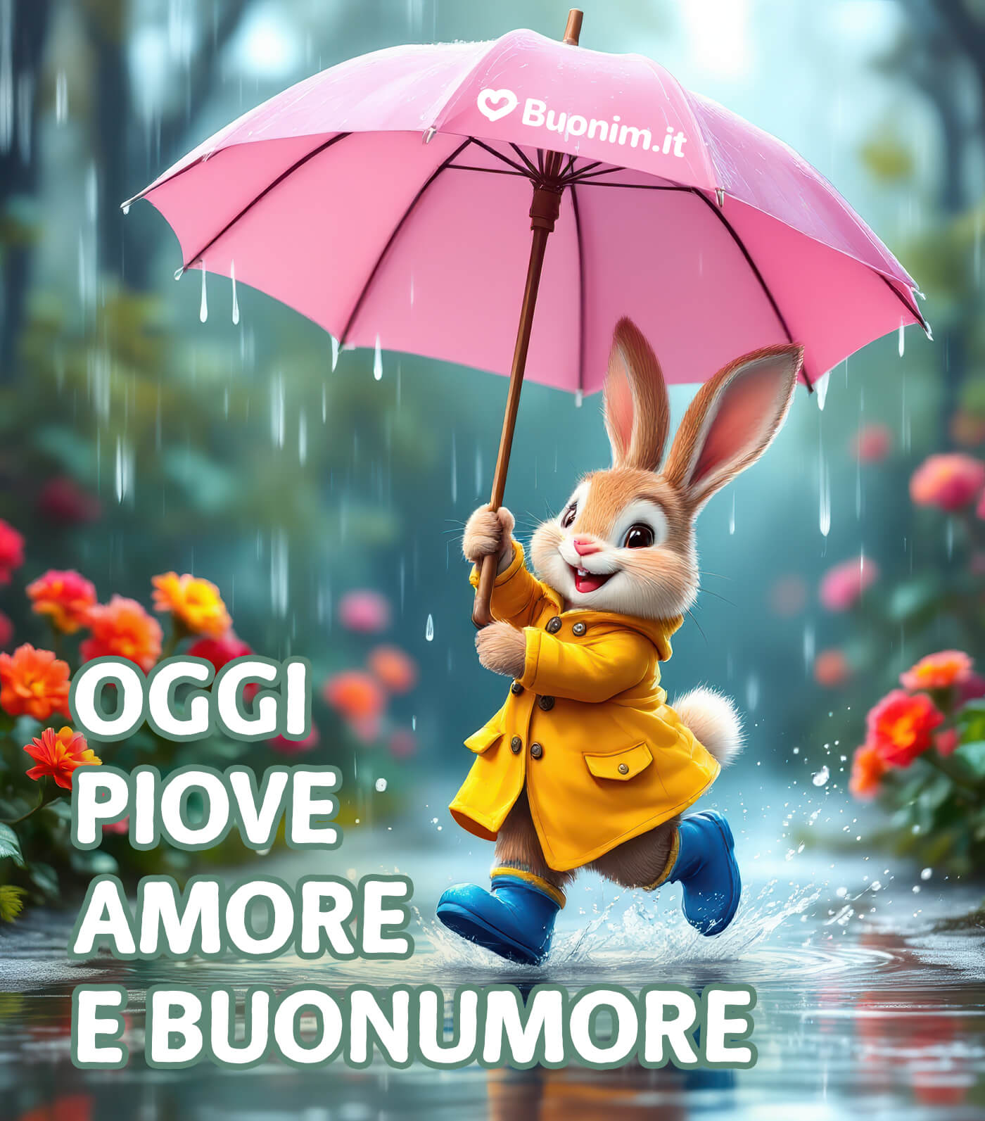 Cartoline di buongiorno con la pioggia e immagini nuove da condividere su WhatsApp Un buongiorno con la pioggia che porta dolcezza e serenità al cuore