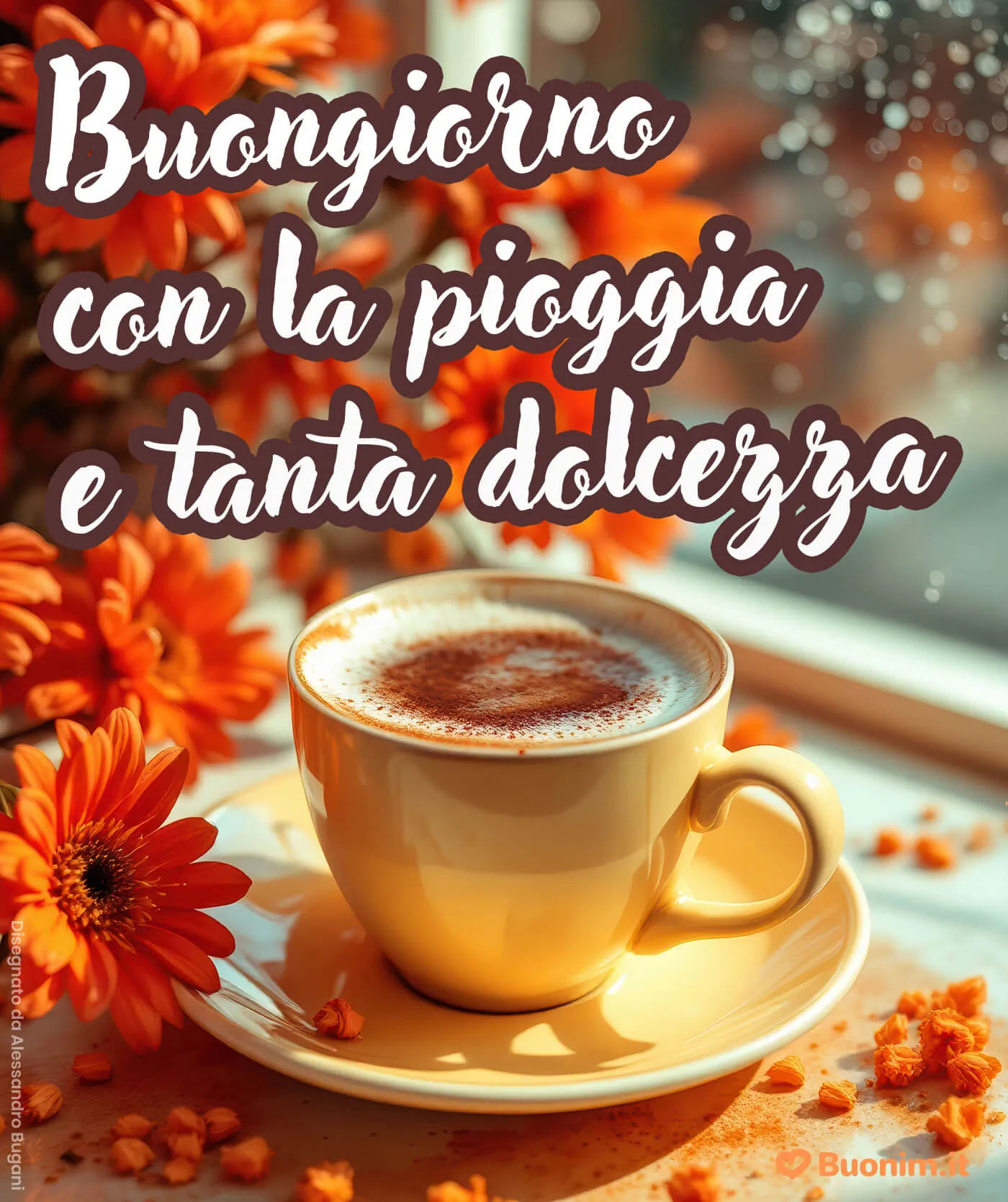 Un buongiorno piovoso ma pieno di amore e coccole per te