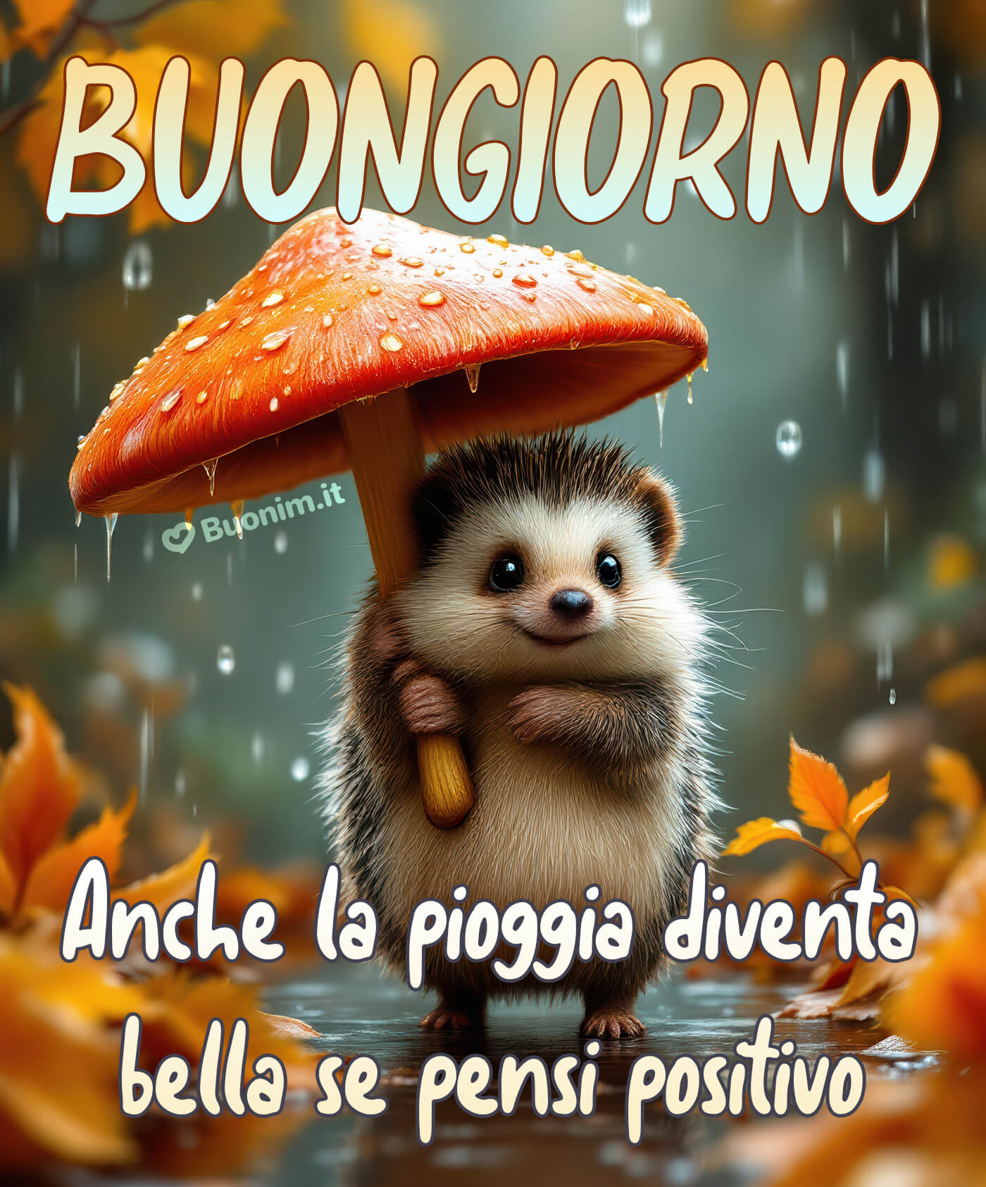 Piove buongiorno e tanta dolcezza per iniziare bene la giornata Un buongiorno su WhatsApp con la pioggia che porta serenità