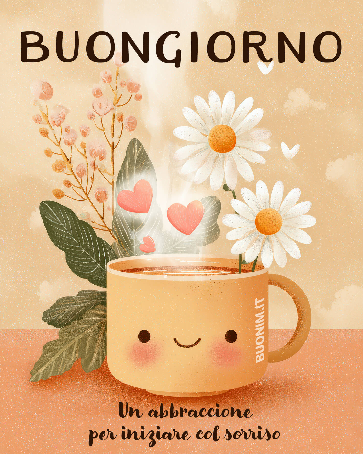 La tazzina sorridente, i fiori bianchi e i piccoli cuori portano subito allegria. Per il 27 febbraio ti mando un abbraccione e tanti pensieri felici.