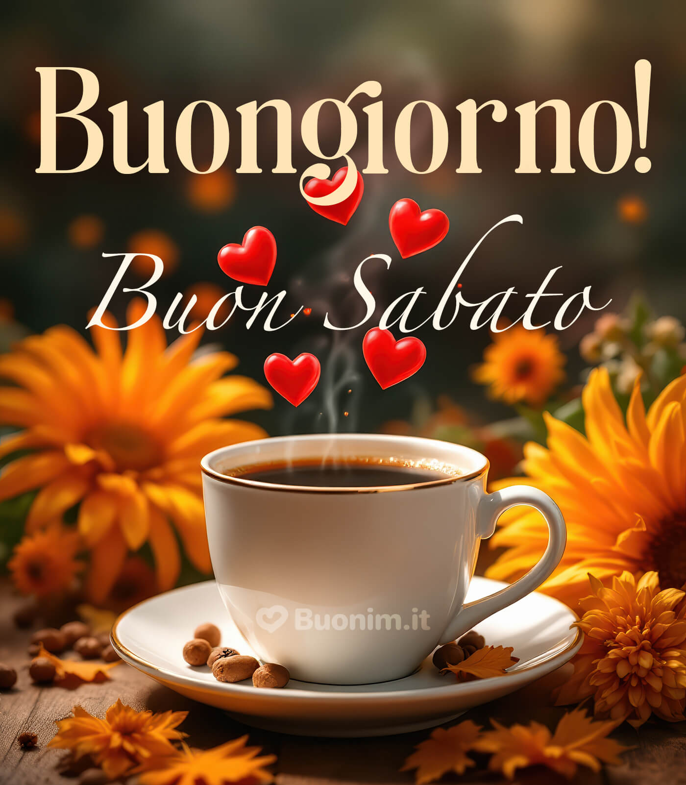 Buongiorno e buon sabato autunnale con il caffè caldo Un caffè caldo e un buongiornissimo per rendere questo sabato autunnale ancora più dolce