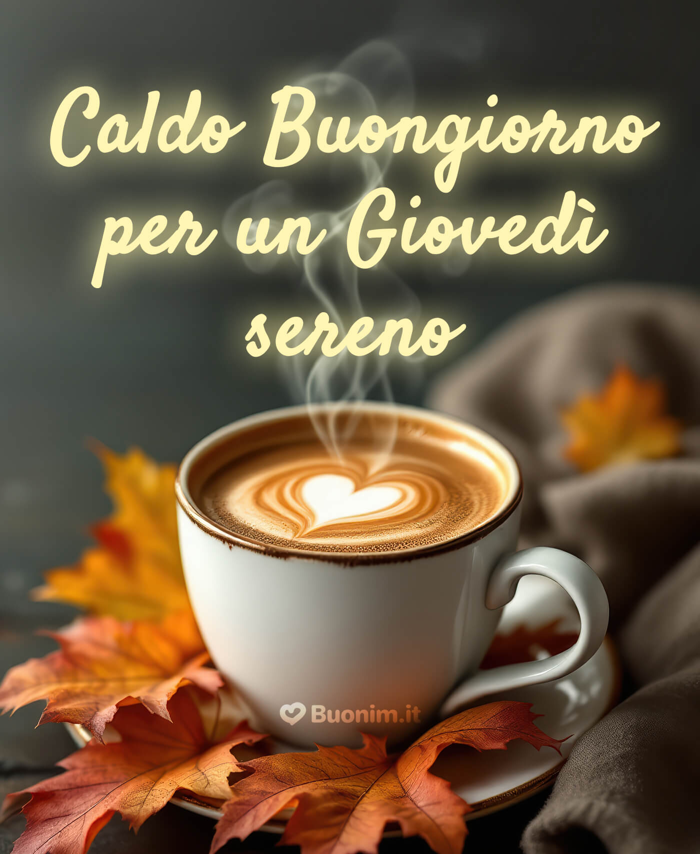 Buongiorno e buon giovedì autunnale con un caffè caldo Un caldo buongiornissimo per questo giovedì di settembre pieno di colori