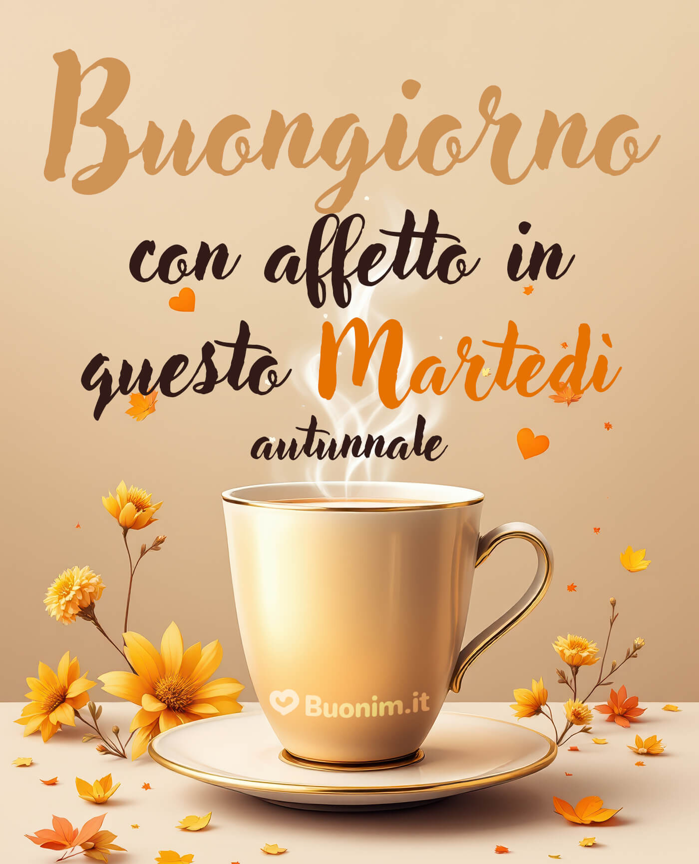 Immagini nuove gratis di buon martedì autunnale per WhatsApp Un felice martedì autunnale con un caffè caldo che scalda il cuore