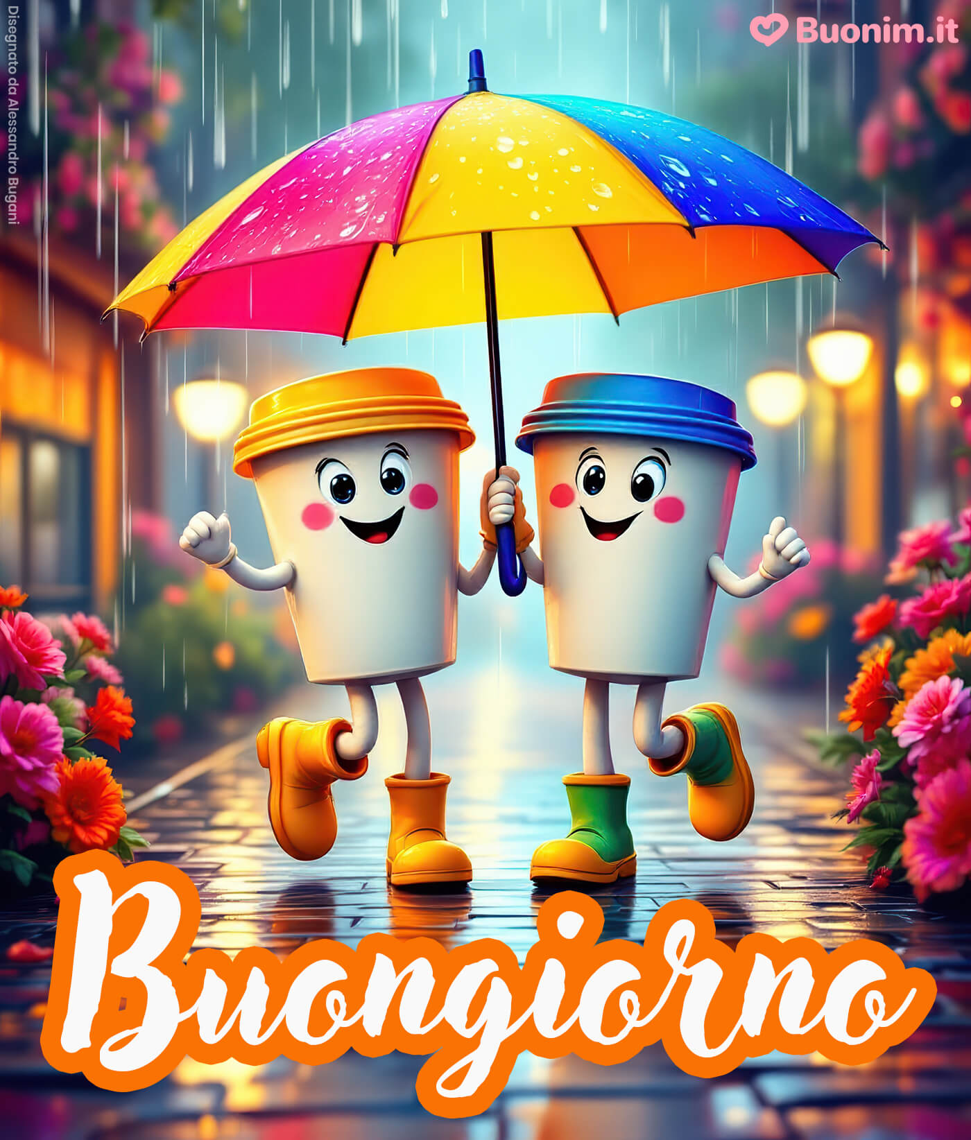 Un buongiorno spiritoso con la pioggia da condividere con un amico speciale Un giorno di pioggia che porta nuovi sogni e nuova energia