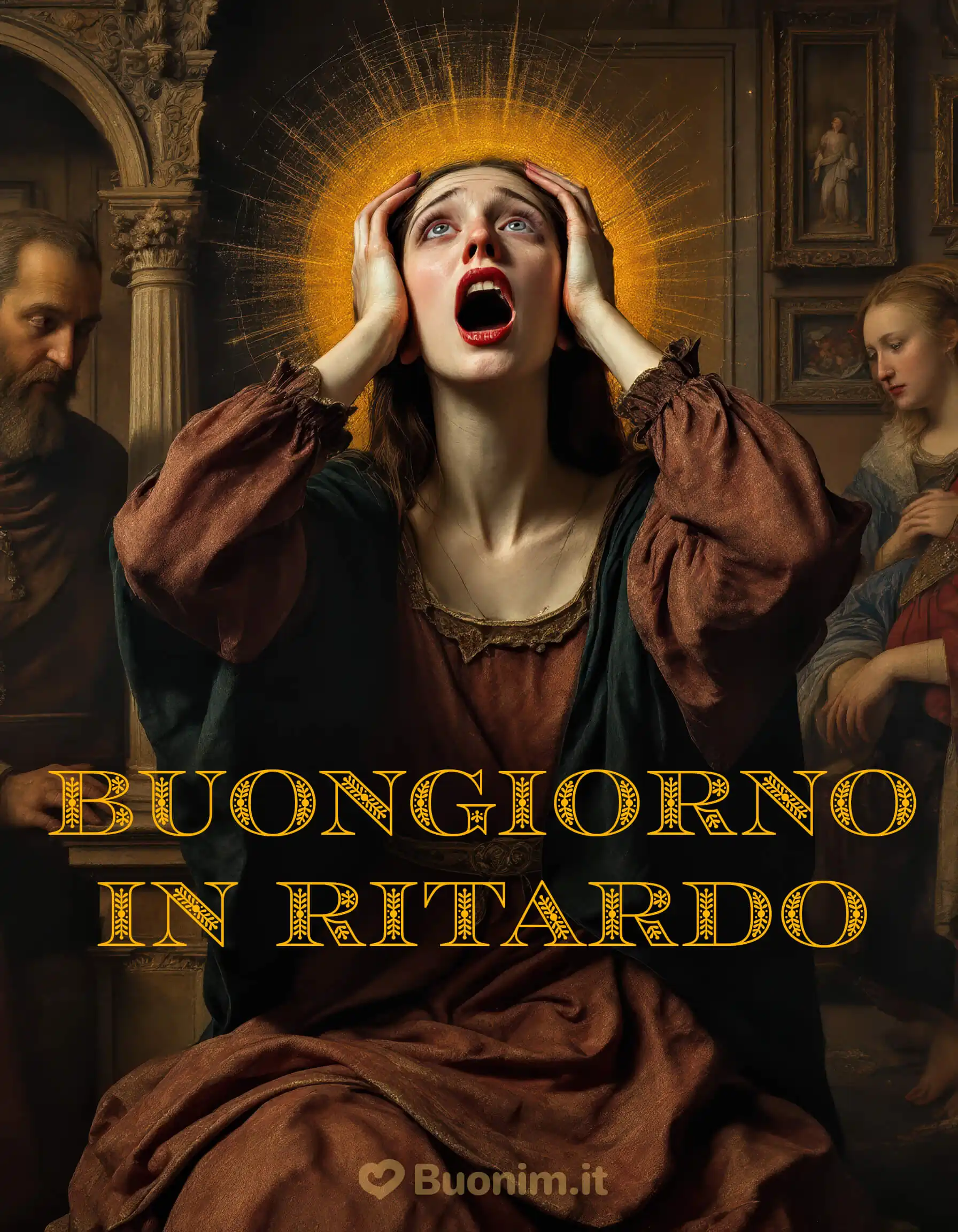 Buongiorno un po’ in ritardo ma pieno di luce e affetto Un pensiero tenero e spiritoso per augurarti una giornata serena e luminosa anche se questo buongiorno arriva con calma