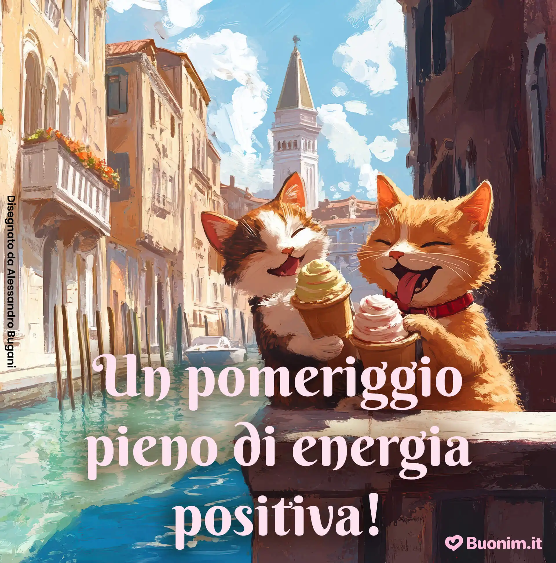 Un saluto affettuoso e spiritoso buon pomeriggio a tutti con immagini colorate e positive