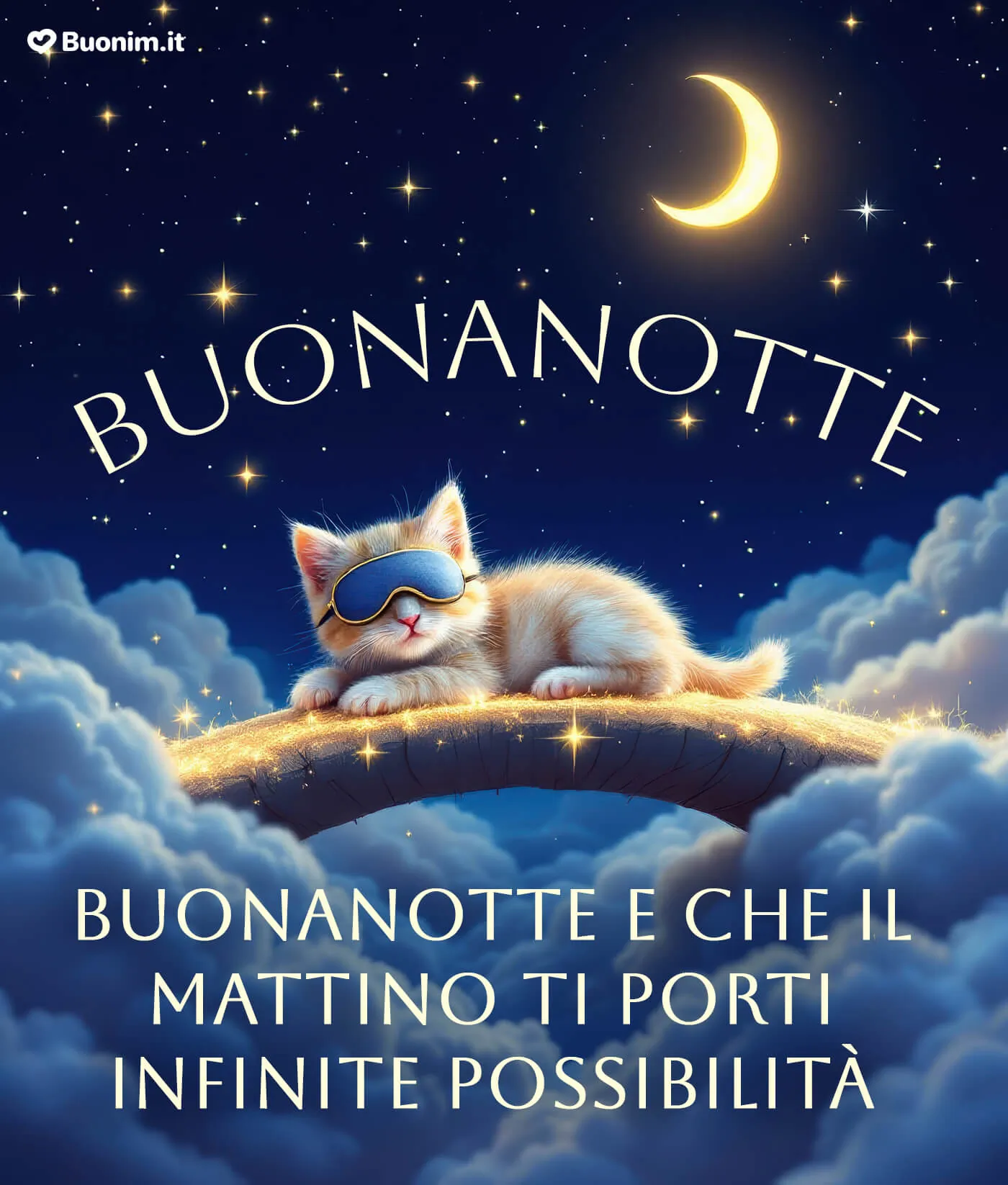 Un tenero gattino della buonanotte per augurare sogni sereni