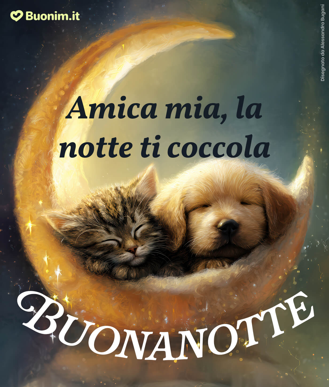 Immagine divertente di buonanotte per la cara amica mia Una bella immagine di buonanotte per un’amica carissima per farle sentire il tuo affetto