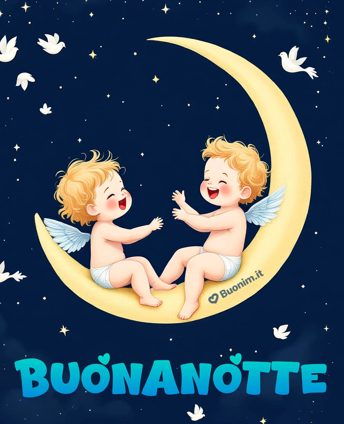 Una buonanotte con gli angeli per augurarti serenità e dolci sogni