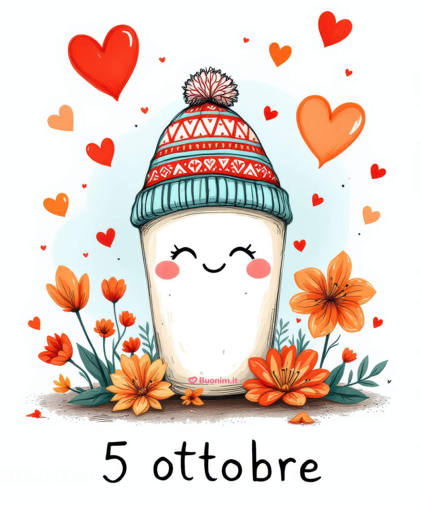 Una cartolina nuovissima di buongiorno del 5 Ottobre da inviare con tanto affetto a chi porti nel cuore