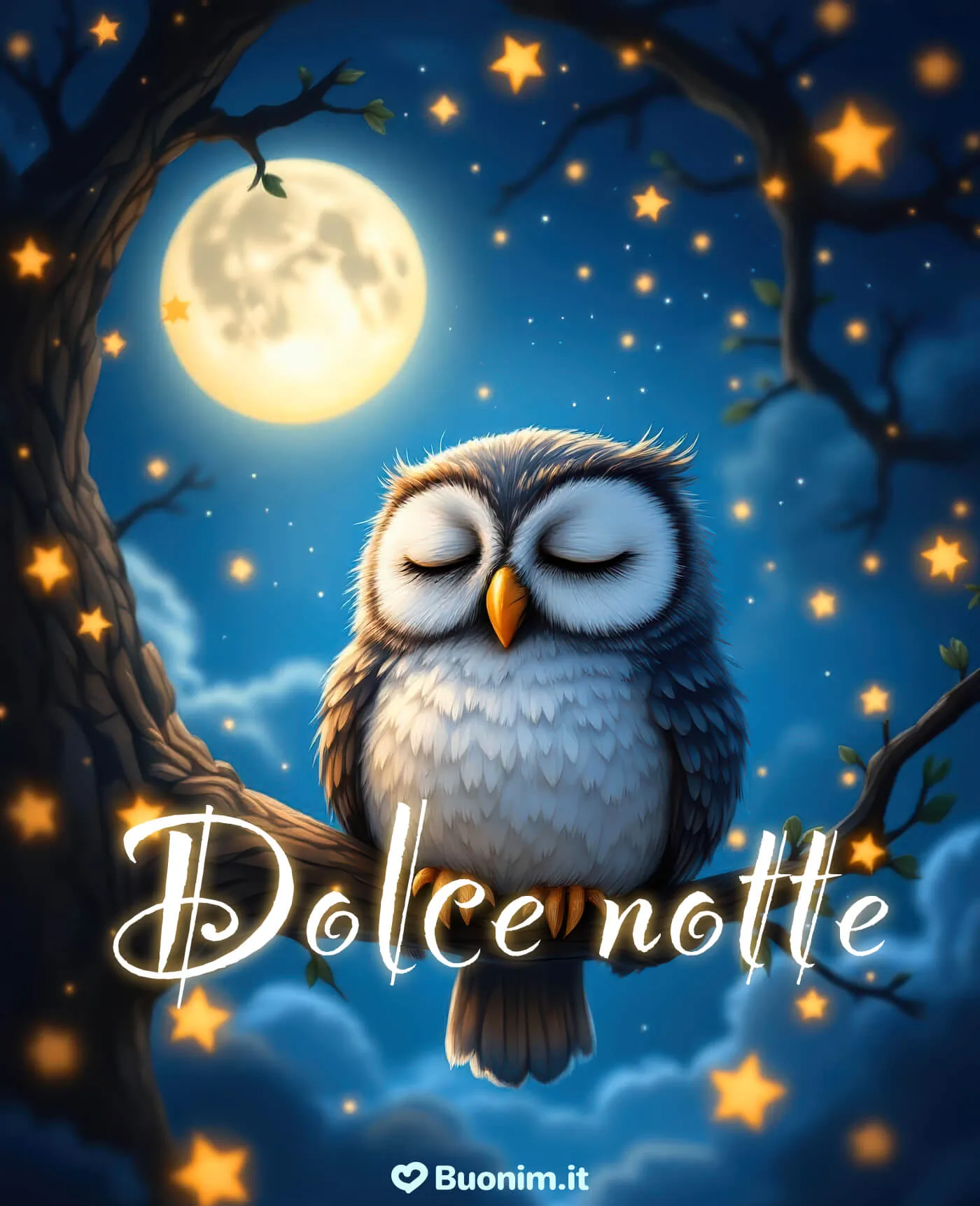 Una notte dolce e felice con immagini piene di luce per accompagnare i tuoi sogni