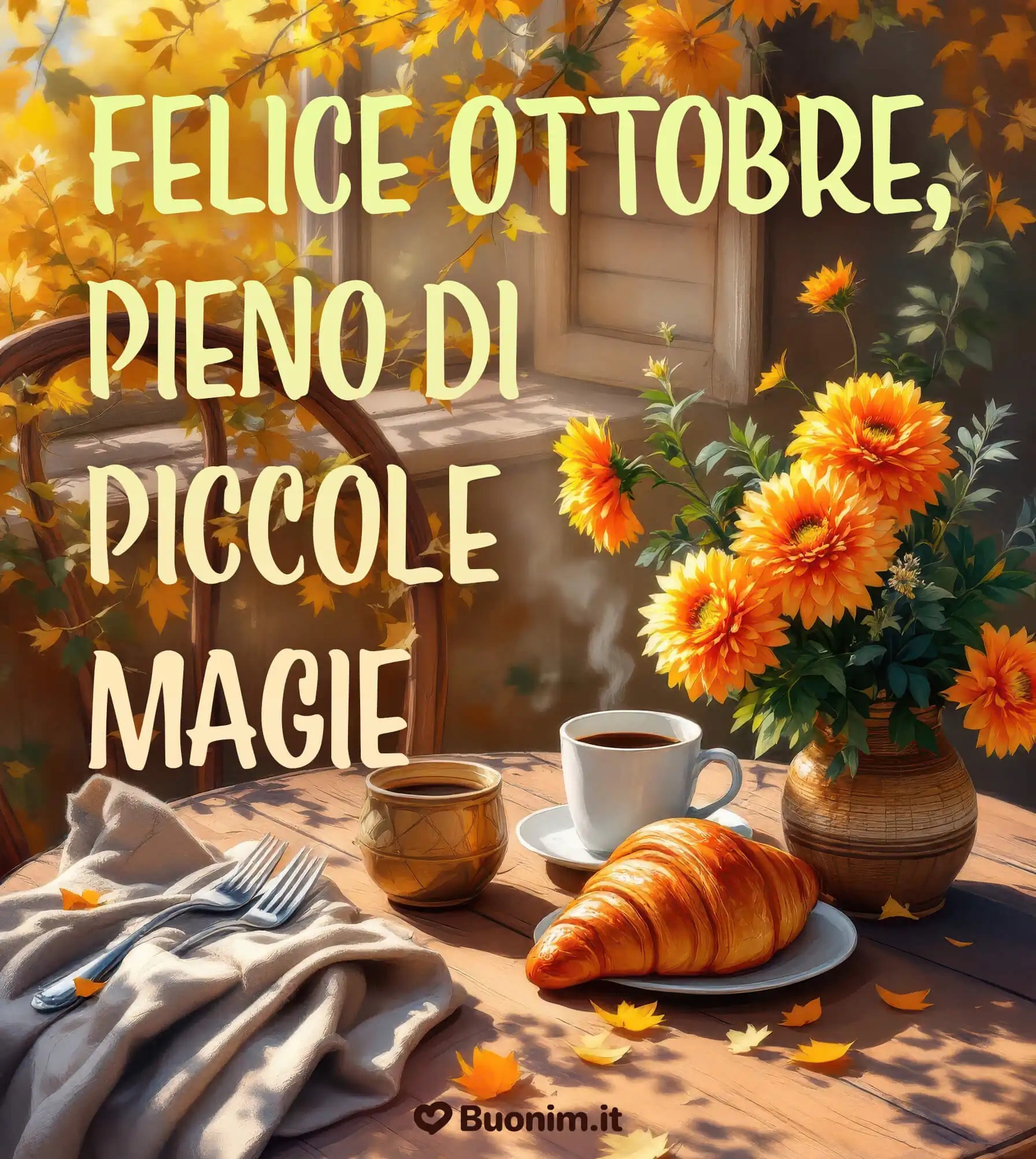Una splendida immagine autunnale per augurarti un ottobre felice e pieno di piccole magie