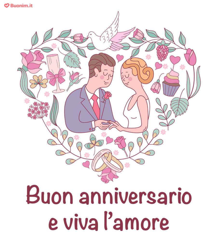 Un’immagine di felice anniversario di matrimonio per celebrare l’amore che dura
