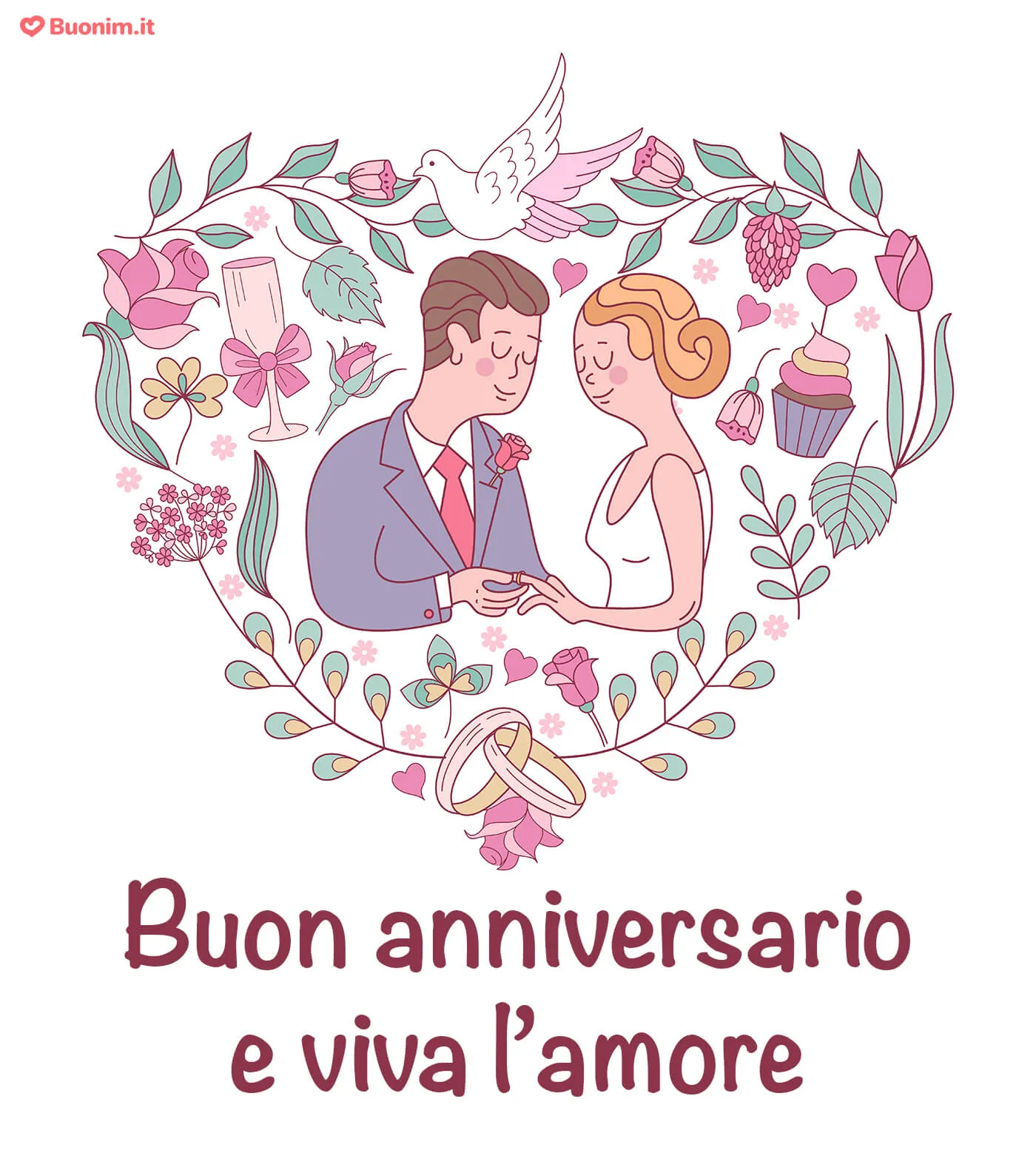 Immagine bellissima di buon anniversario di matrimonio da inviare oggi stesso Un’immagine di felice anniversario di matrimonio per celebrare l’amore che dura