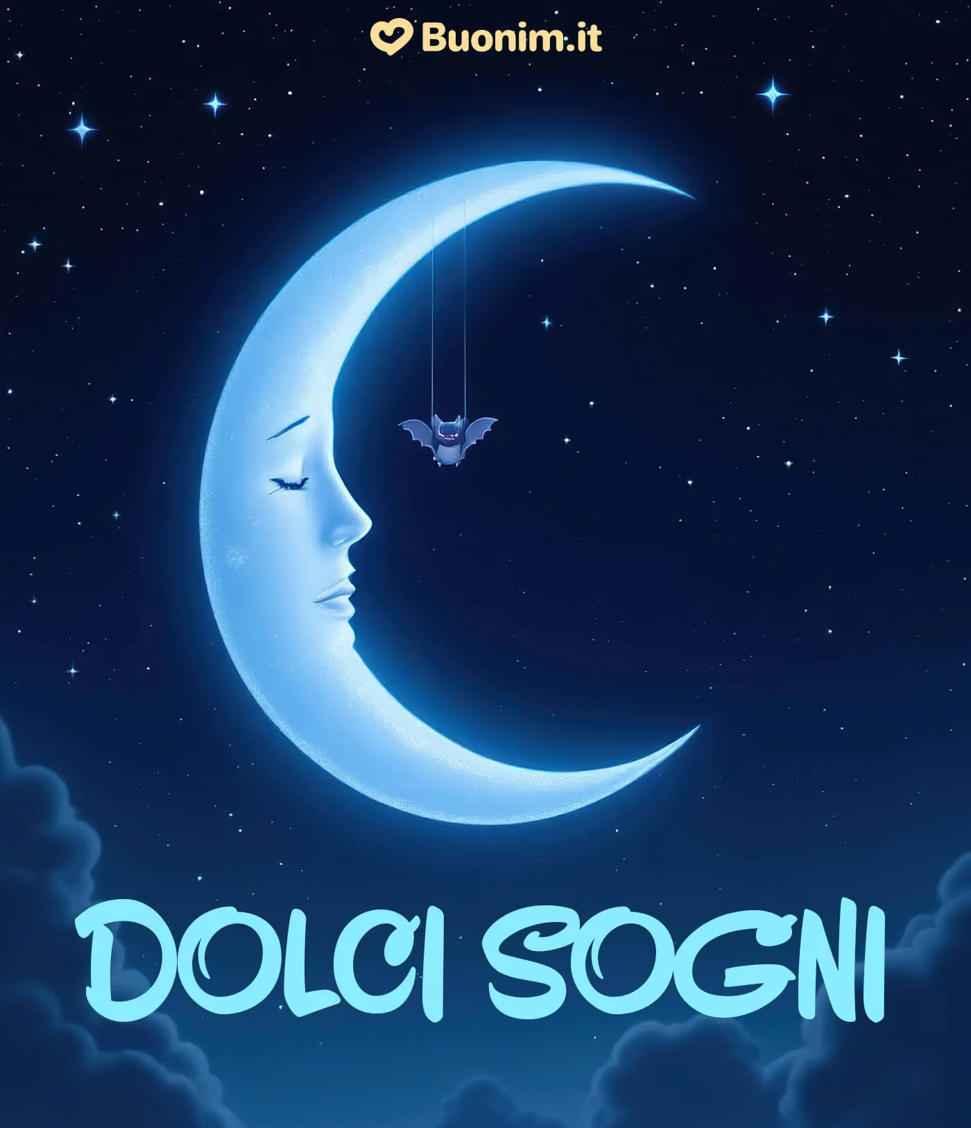 Un’immagine dolce e serena per augurare sogni d’oro e una notte di pace