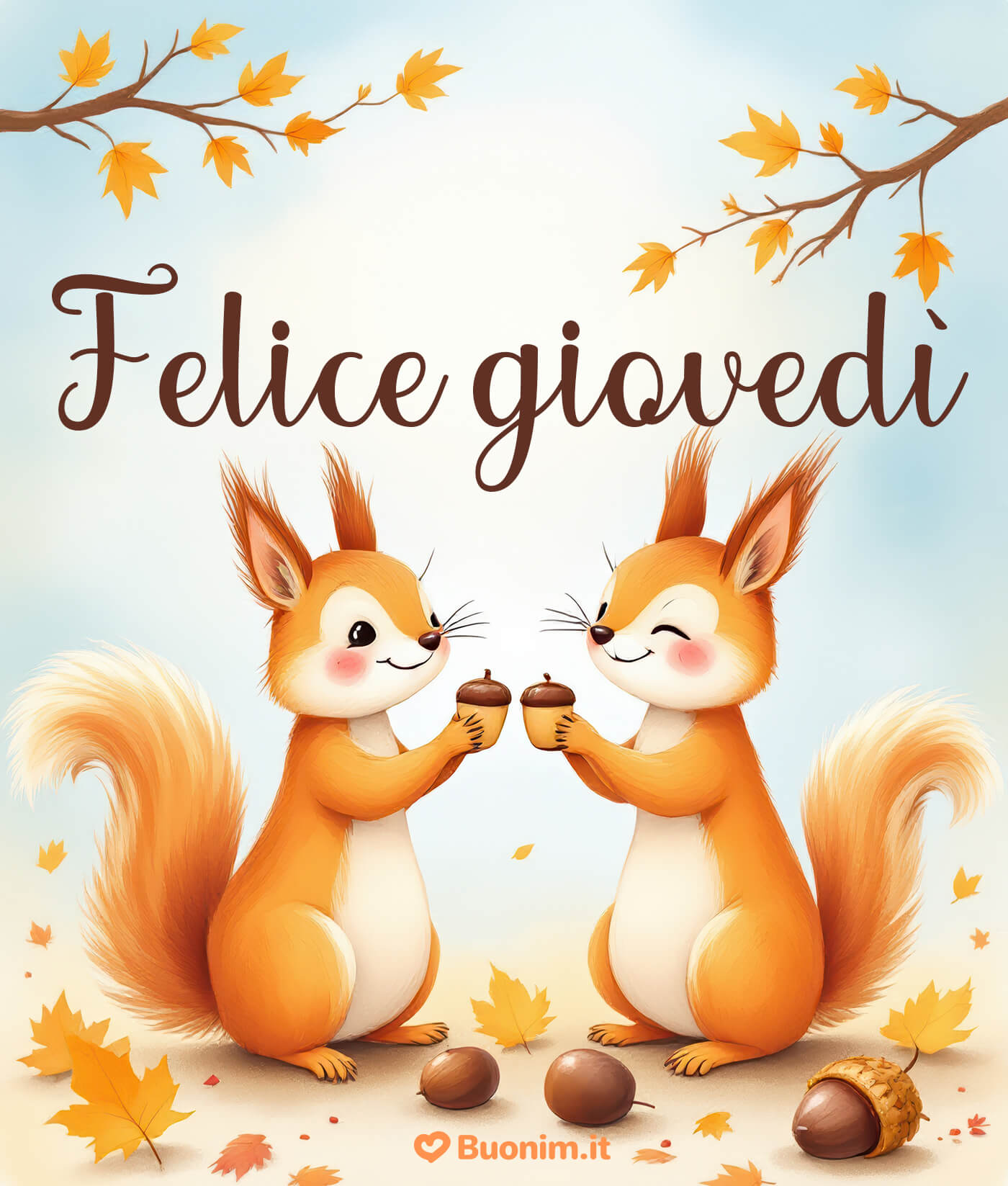 Belle immagini di buon giovedì autunnale con sorrisi e coccole Un’immagine elegante di buon giovedì autunnale per portare serenità e affetto