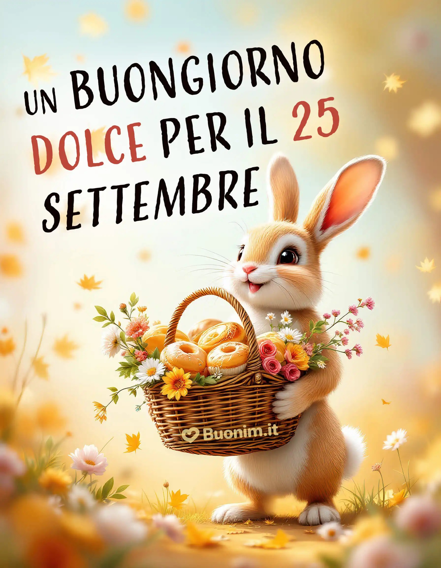 Un’immagine nuovissima di buongiorno per il 25 settembre da inviare a chi merita coccole e sorrisi