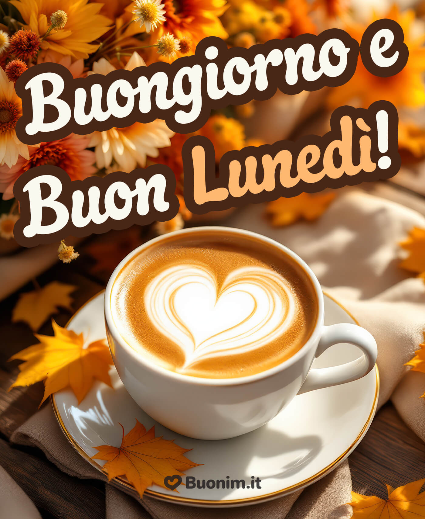 Buongiorno e buon lunedì autunnale con tanta serenità Un’immagine per augurare un felice lunedì autunnale a chi porti nel cuore